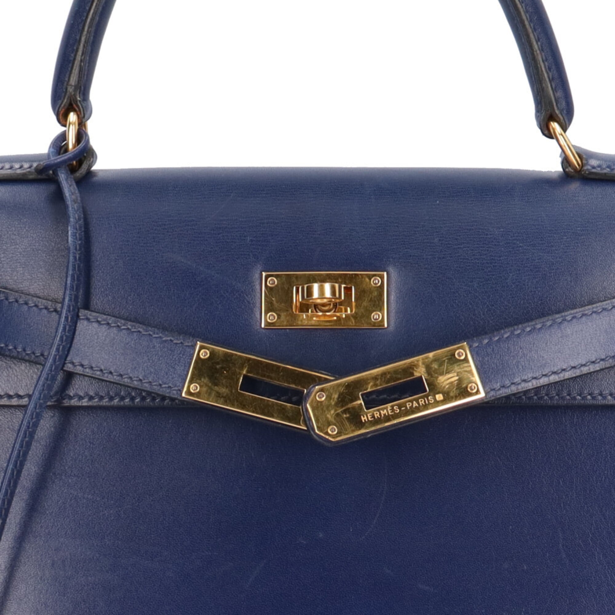 Hermes Bleu Saphir Navy Box Calf Leather Shoulder Bag (Pre-Owned)