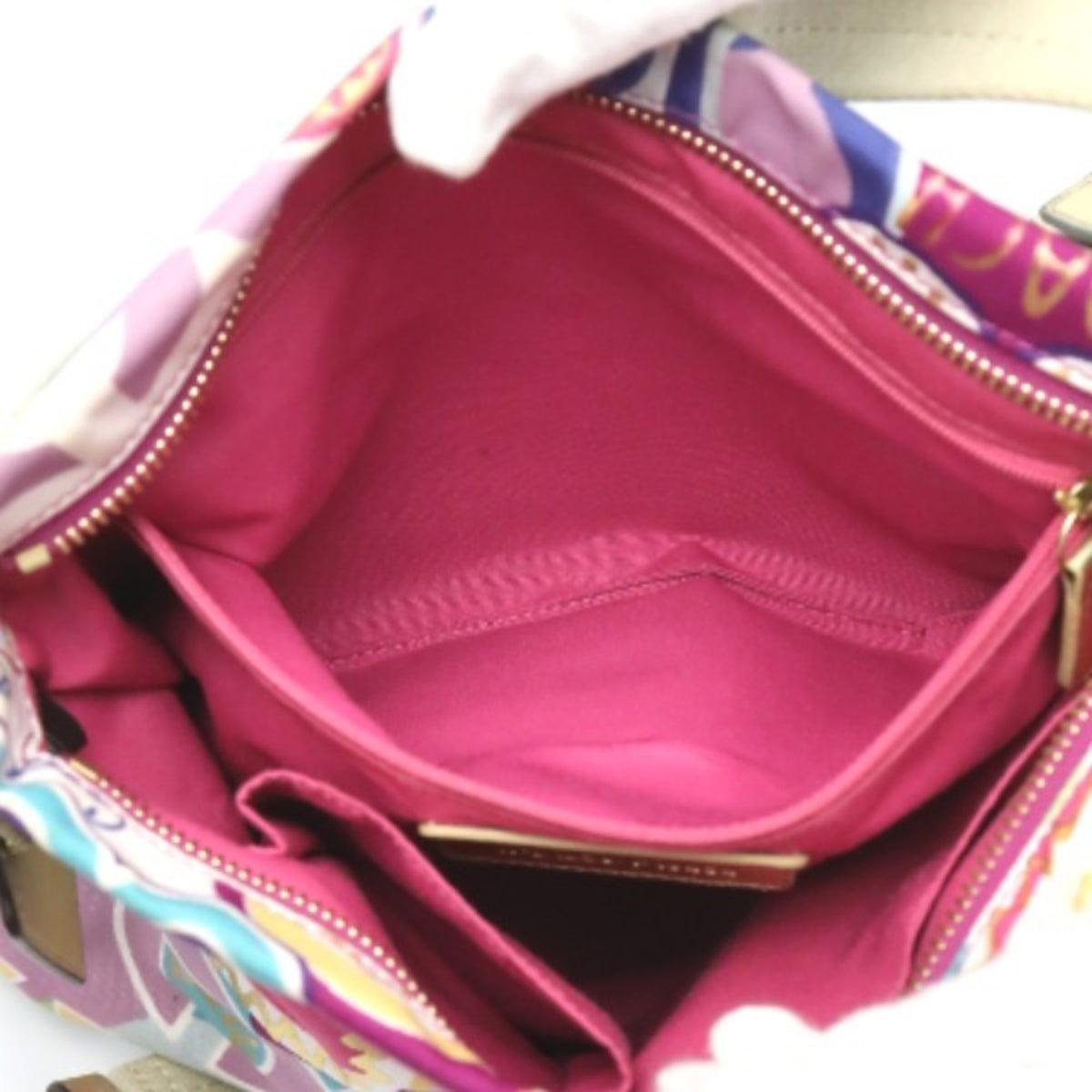 Coach Signature Multi-Color Canvas Leather Shoulder Bag (Pre-Owned)