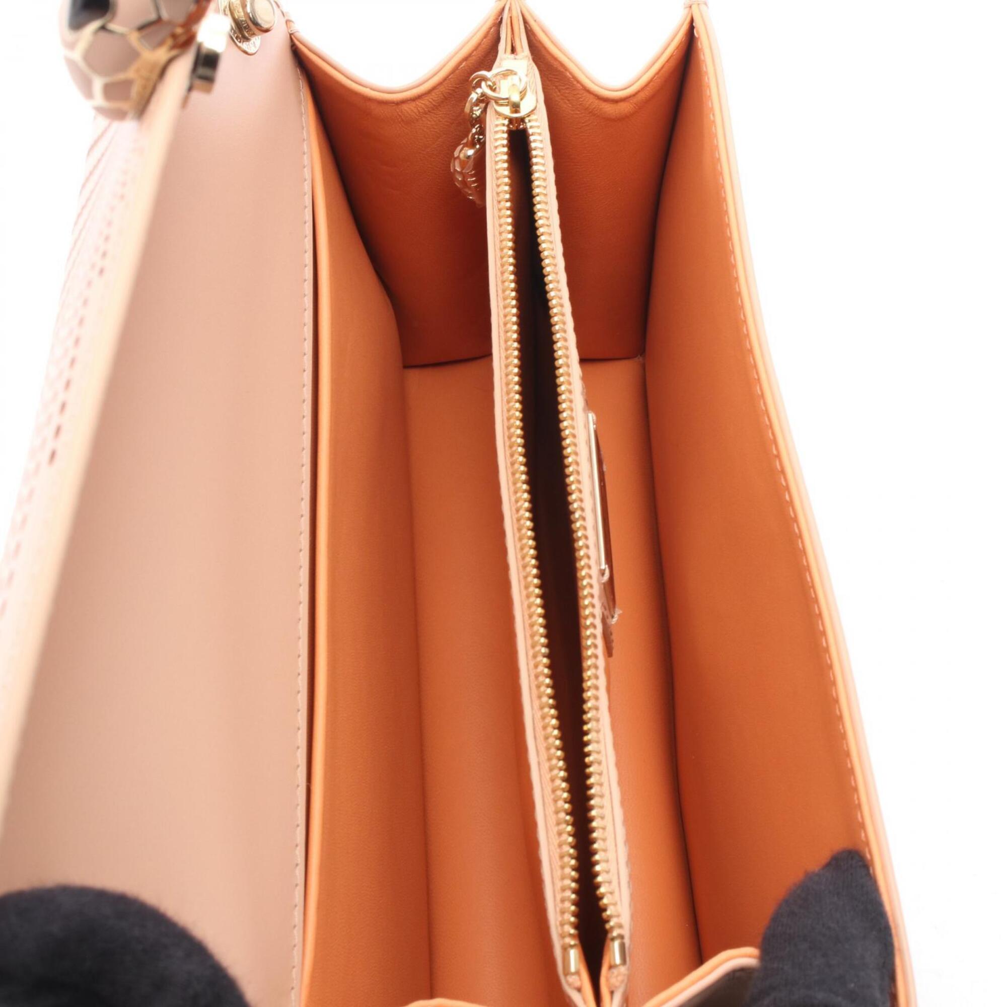 Bvlgari Orange Pink Leather Handbag Shoulder Bag (Pre-Owned)