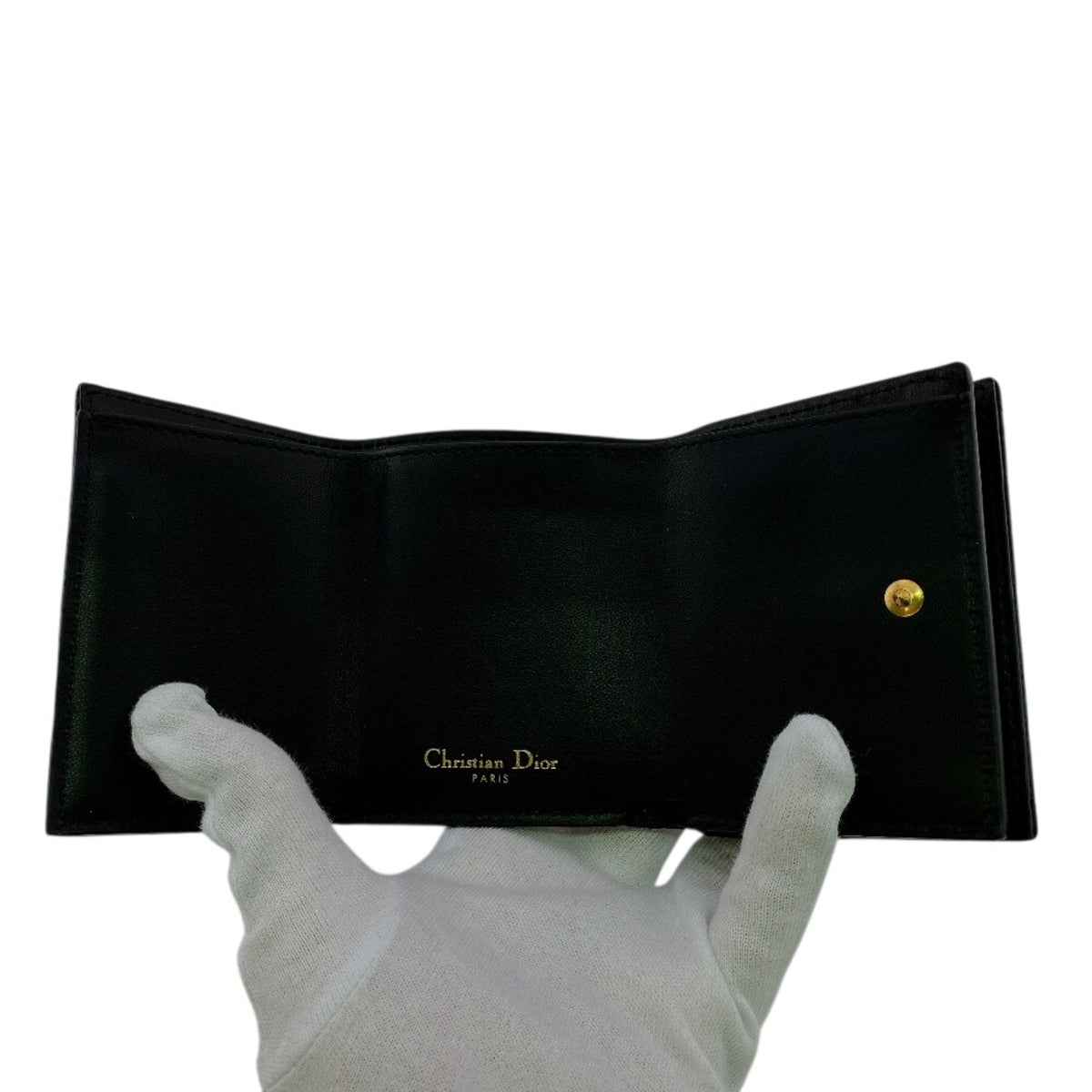 Christian Dior Black Leather Wallet (Tri-Fold) (Pre-Owned)