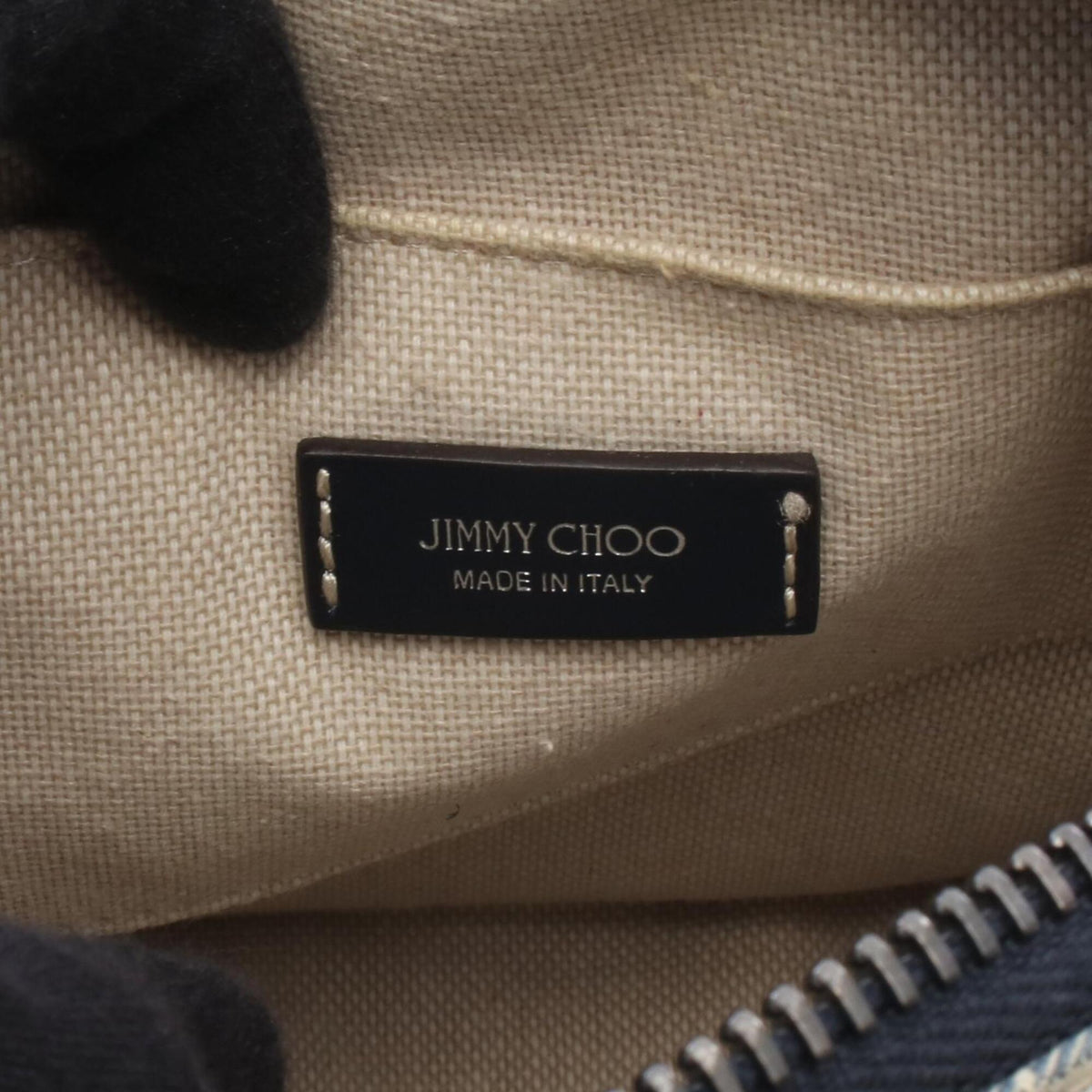 Jimmy Choo Blue Ivory Canvas Shoulder Bag (Pre-Owned)