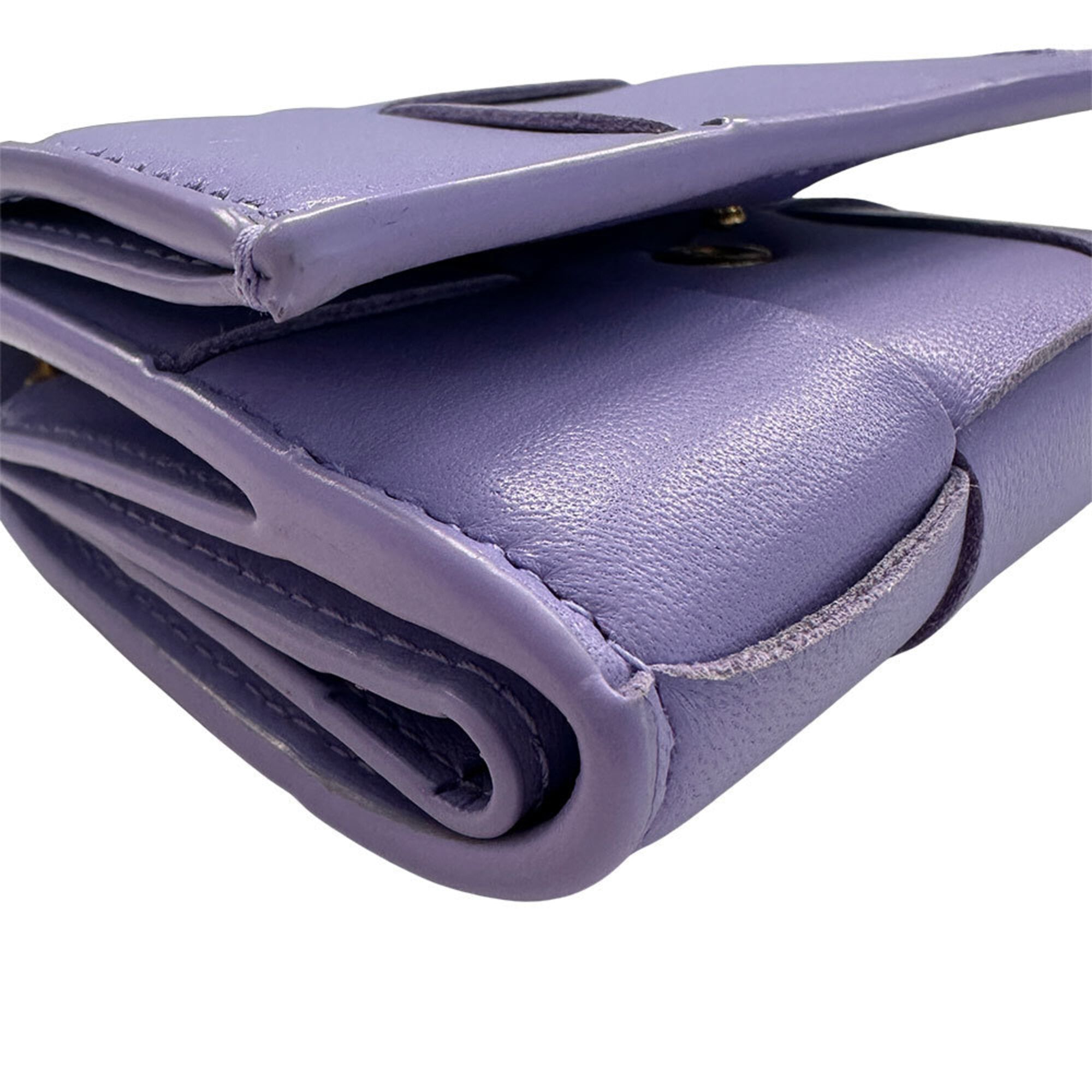 Bottega Veneta Purple Leather Wallet (Tri-Fold) (Pre-Owned)