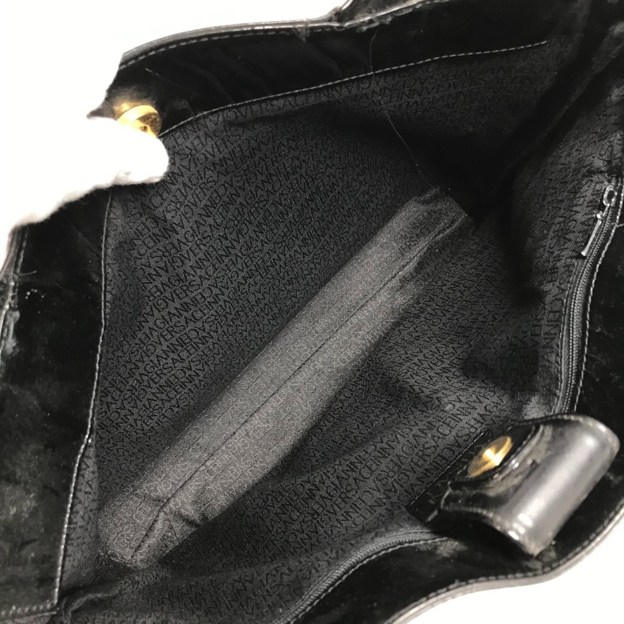 Versace Black Leather Shoulder Bag Tote Bag (Pre-Owned)