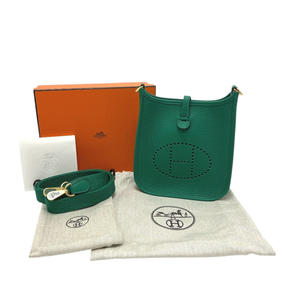 Hermes Green Taurillon Clemence Leather Handbag Shoulder Bag (Pre-Owned)