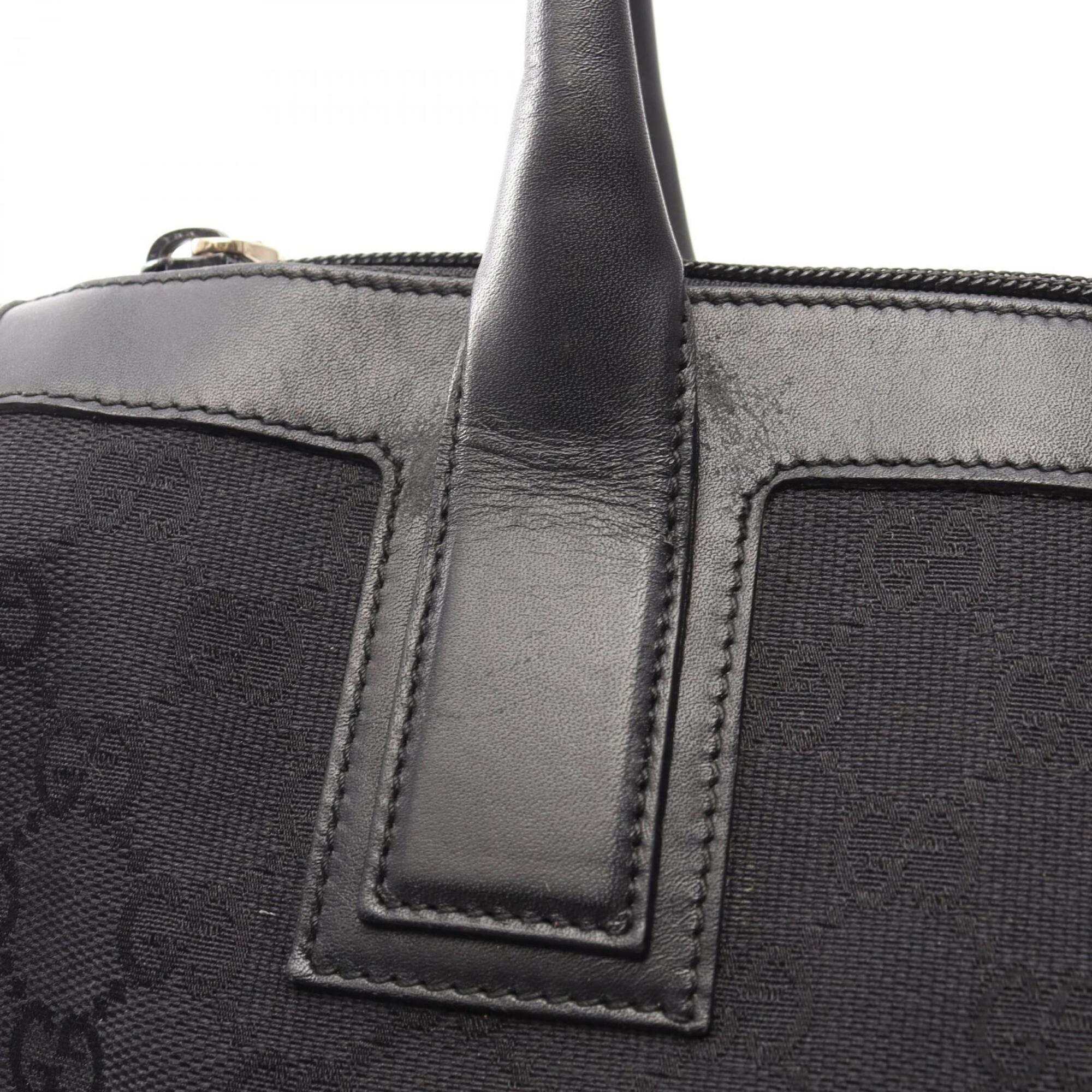 Gucci Black Canvas Leather Handbag Tote Bag (Pre-Owned)