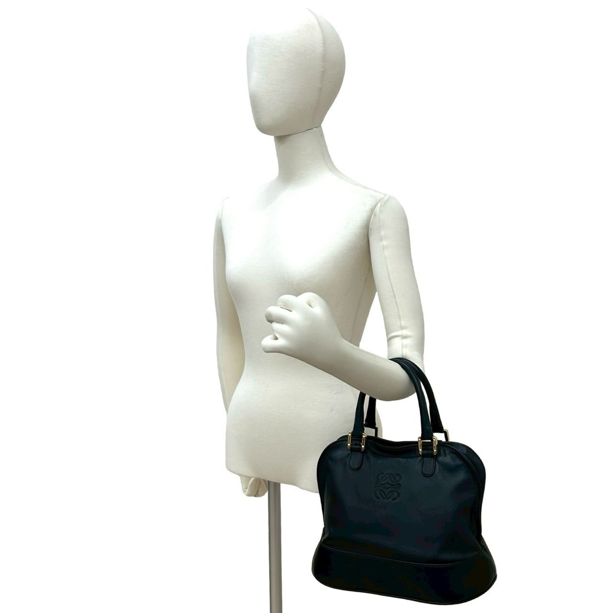 Loewe Black Leather Boston Bag Handbag Tote Bag (Pre-Owned)