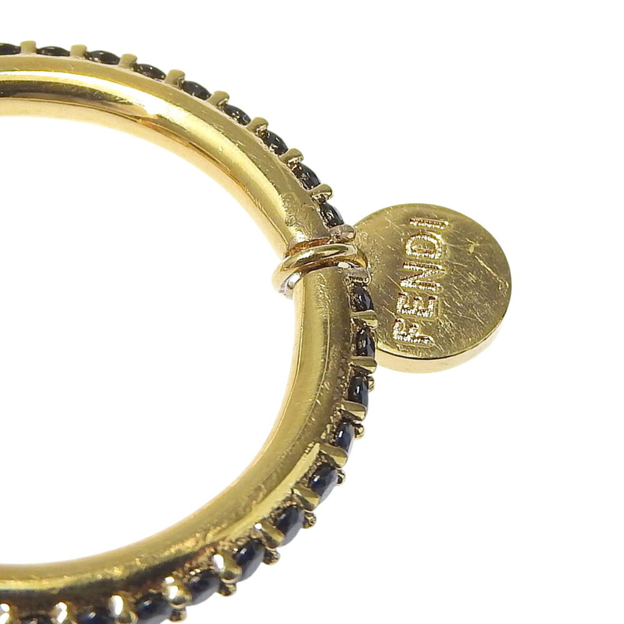 Fendi Gold Black Gold Plating Band Ring (Pre-Owned)