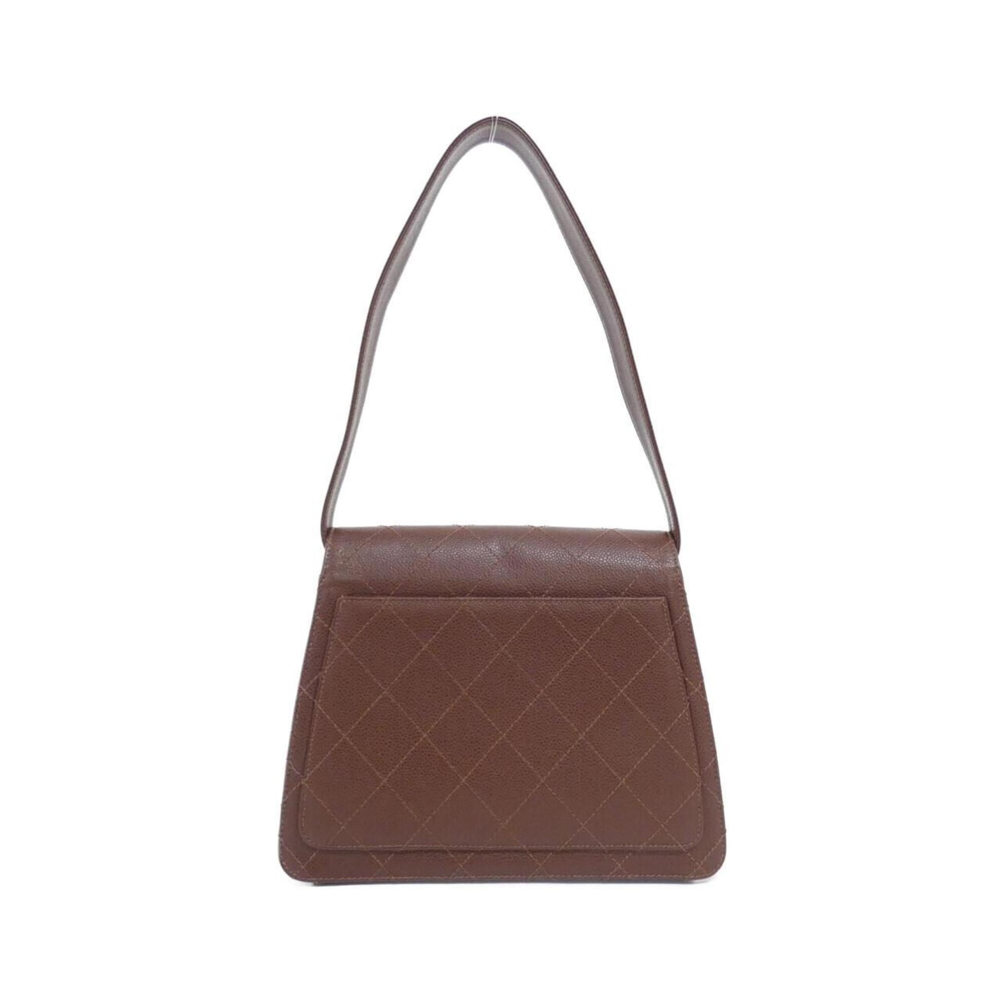 Chanel Dark Brown Grained Calfskin Shoulder Bag (Pre-Owned)