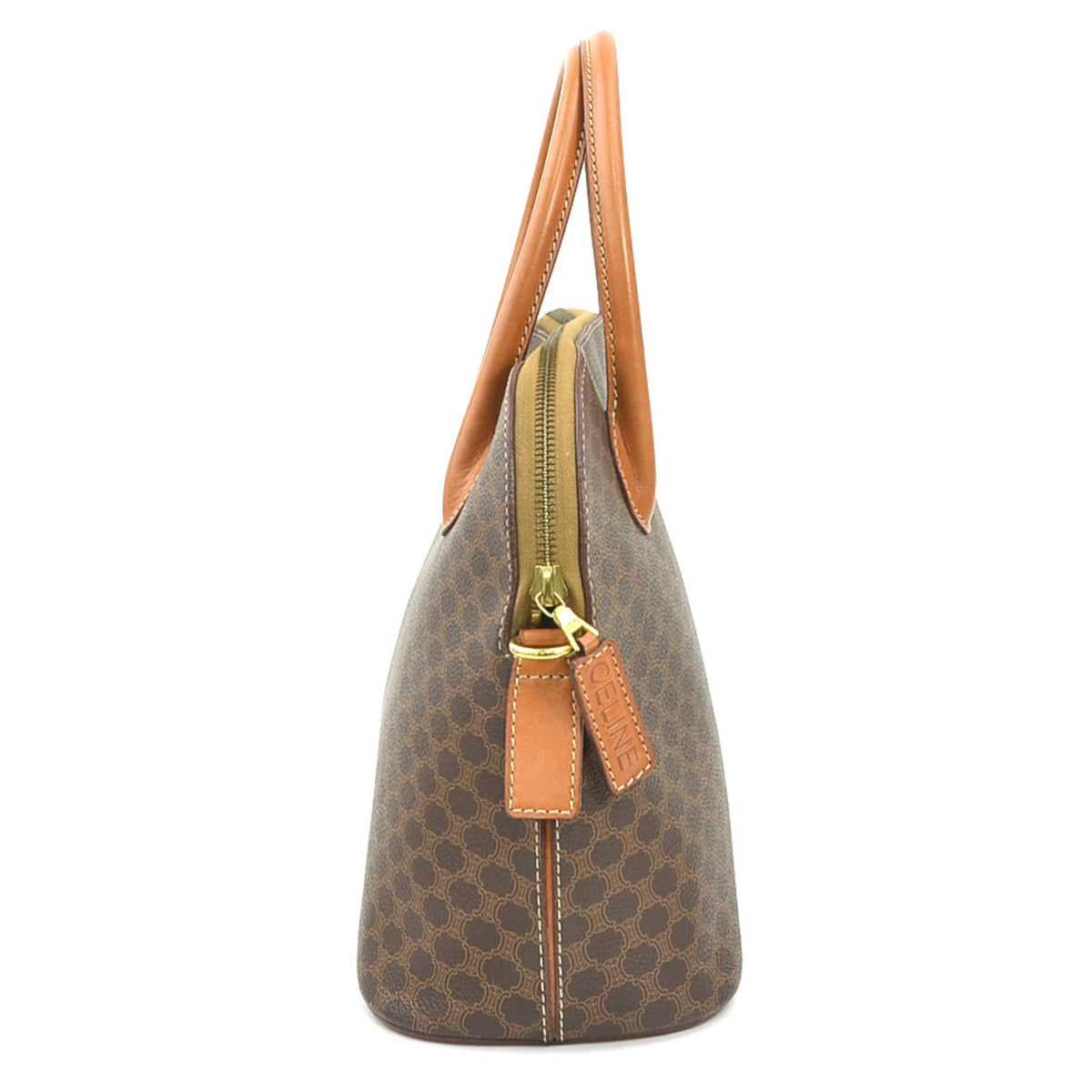 Celine Brown Coated Canvas Leather Handbag Shoulder Bag (Pre-Owned)