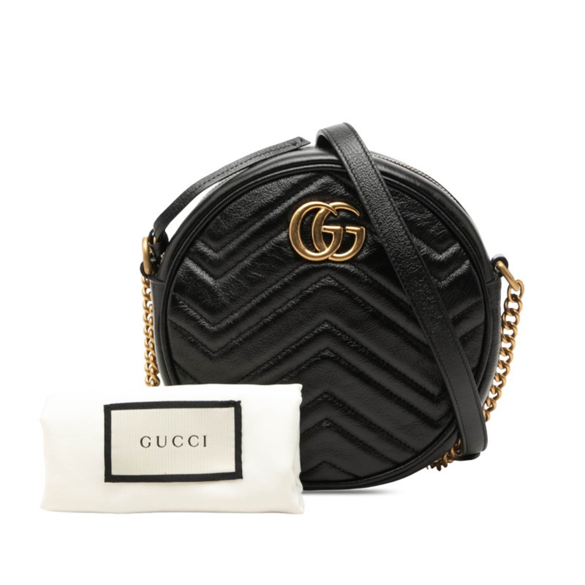 Gucci Gg Marmont Black Leather Shoulder Bag (Pre-Owned)