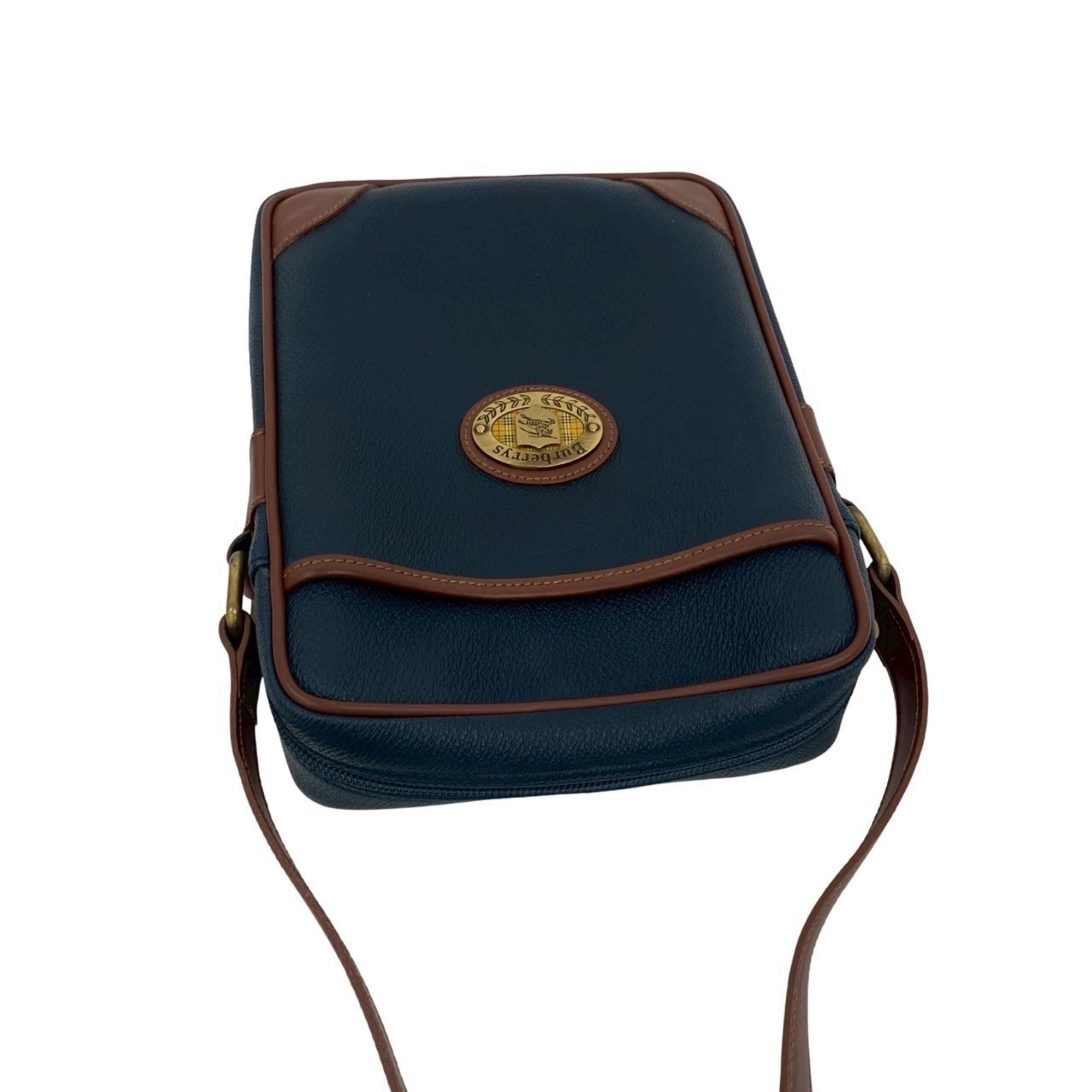 Burberry Brown Navy Leather Pvc Pochette Shoulder Bag (Pre-Owned)