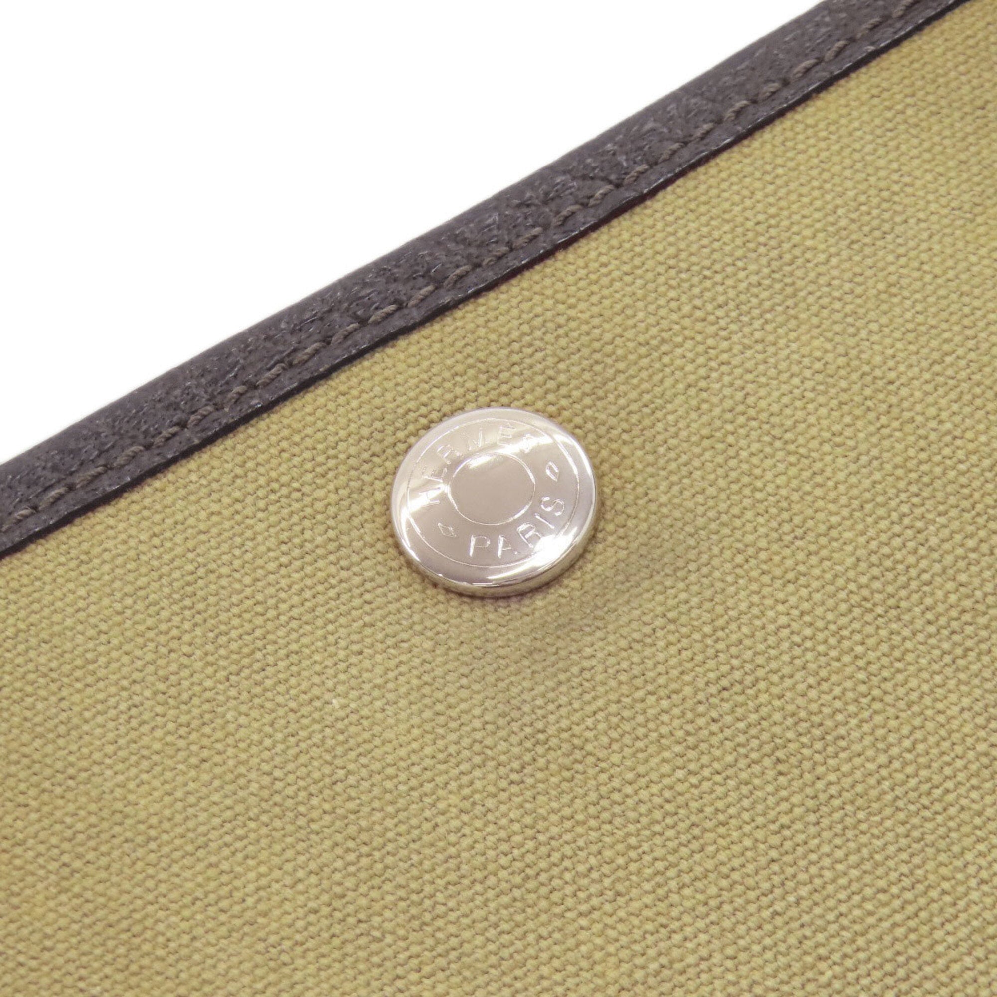 Hermes Garden Khaki Toile Officier Tote Bag (Pre-Owned)