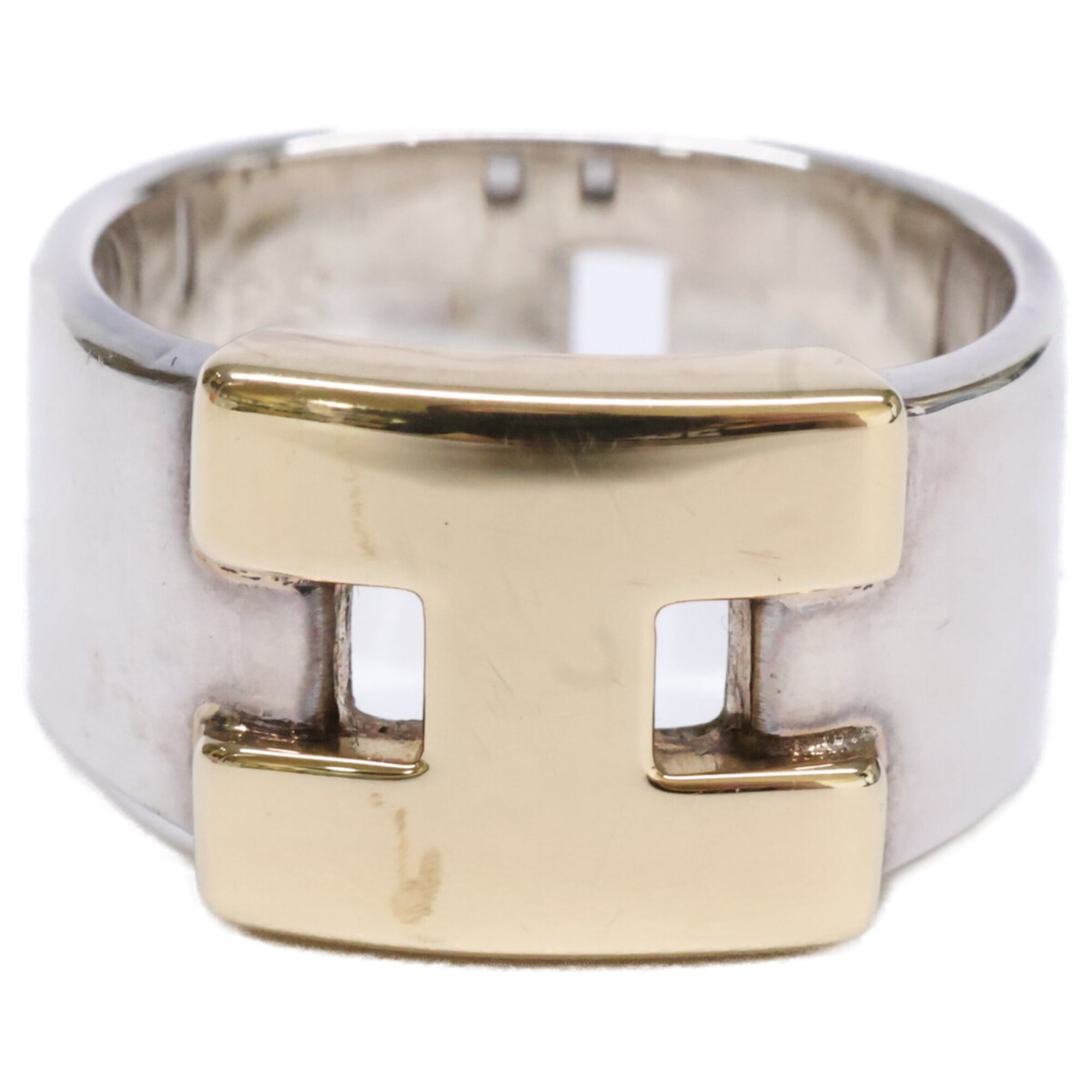 Hermes Silver Yellow Gold Silver 925 Band Ring (Pre-Owned)