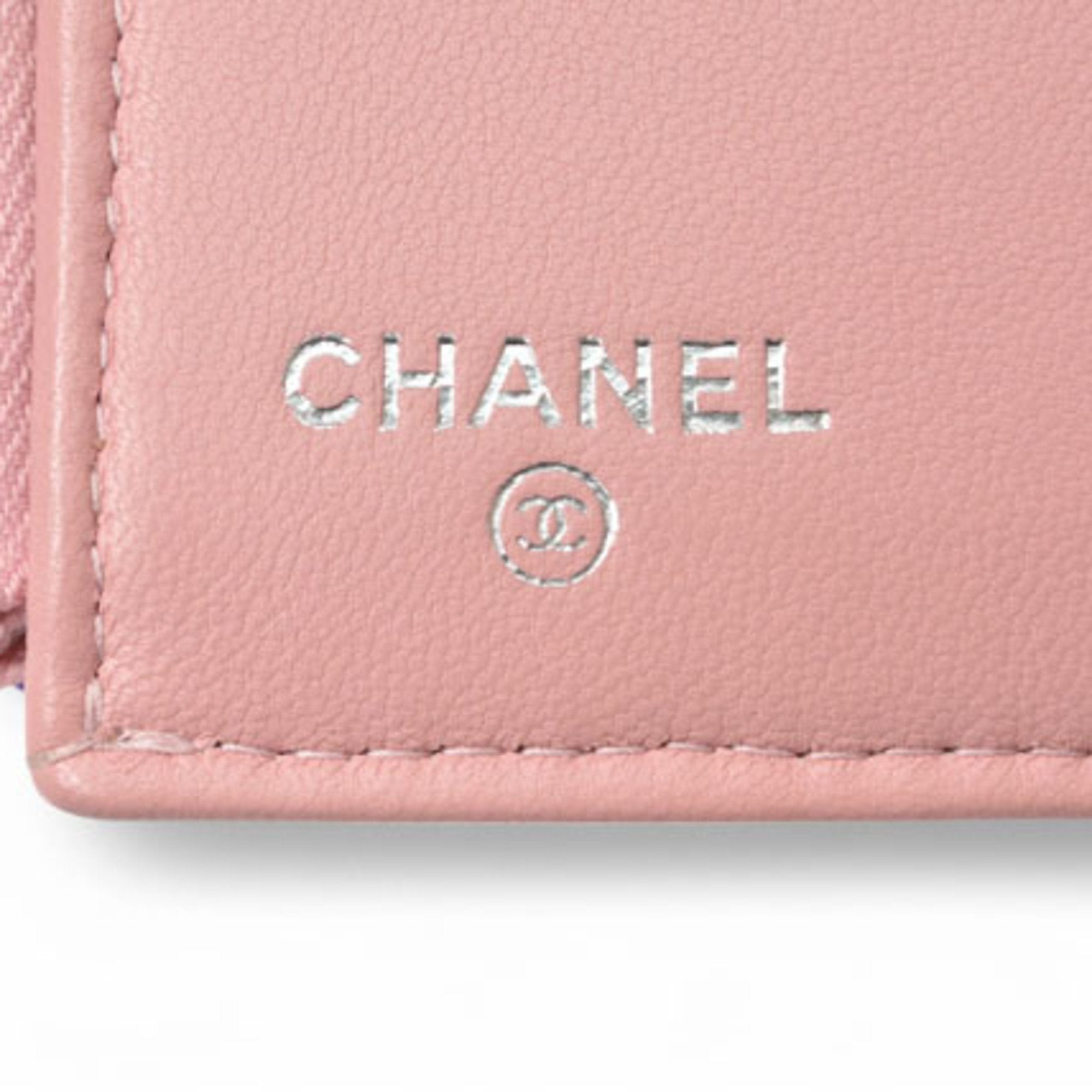 Chanel Pink Leather Wallet (Tri-Fold) (Pre-Owned)