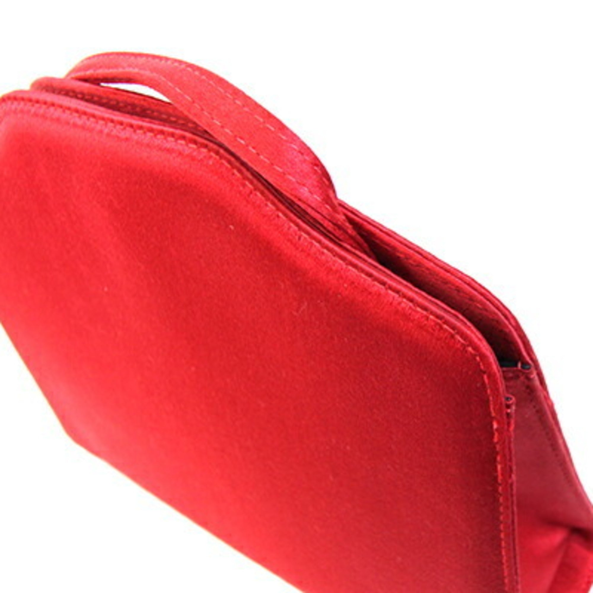Salvatore Ferragamo Brown Red Color Satin Shoulder Bag (Pre-Owned)