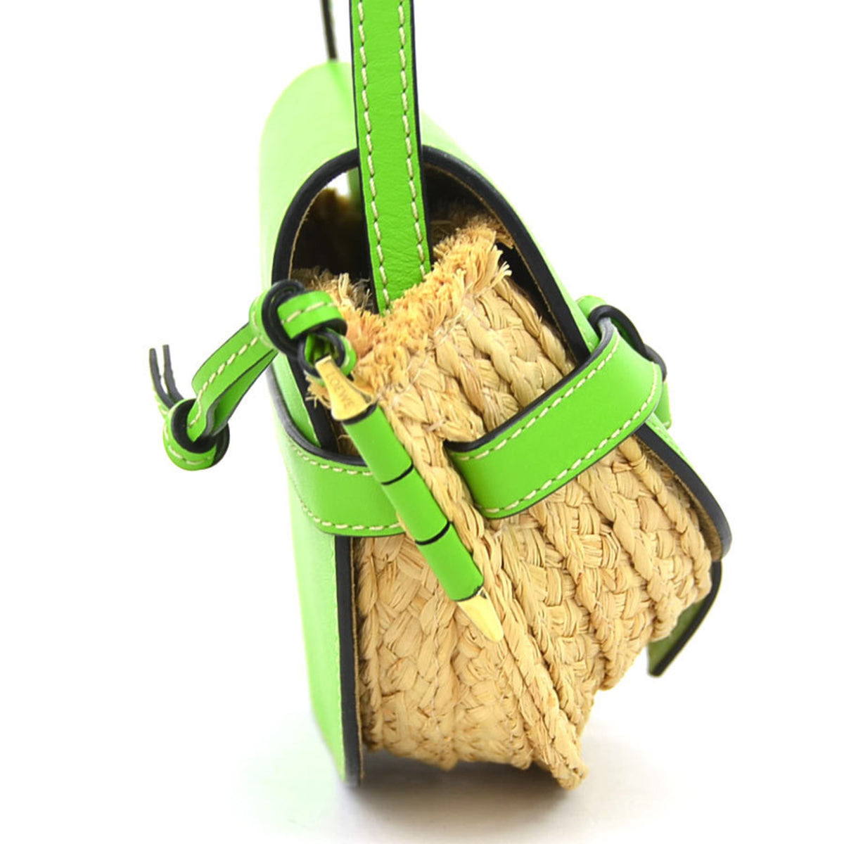 Loewe Light Green Raffia Leather Shoulder Bag (Pre-Owned)