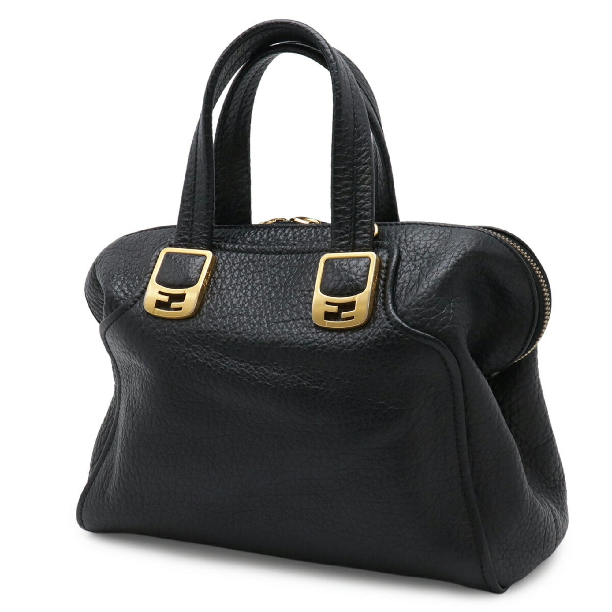 Fendi Black Leather Handbag Tote Bag (Pre-Owned)