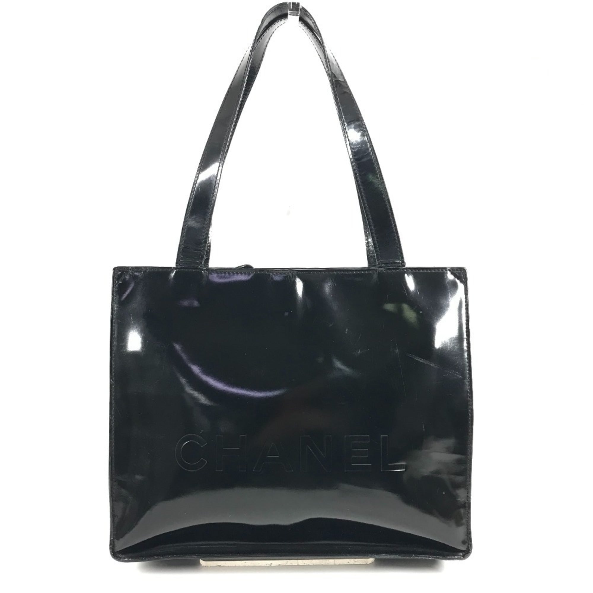 Chanel Black Patent Leather Shoulder Bag Tote Bag (Pre-Owned)
