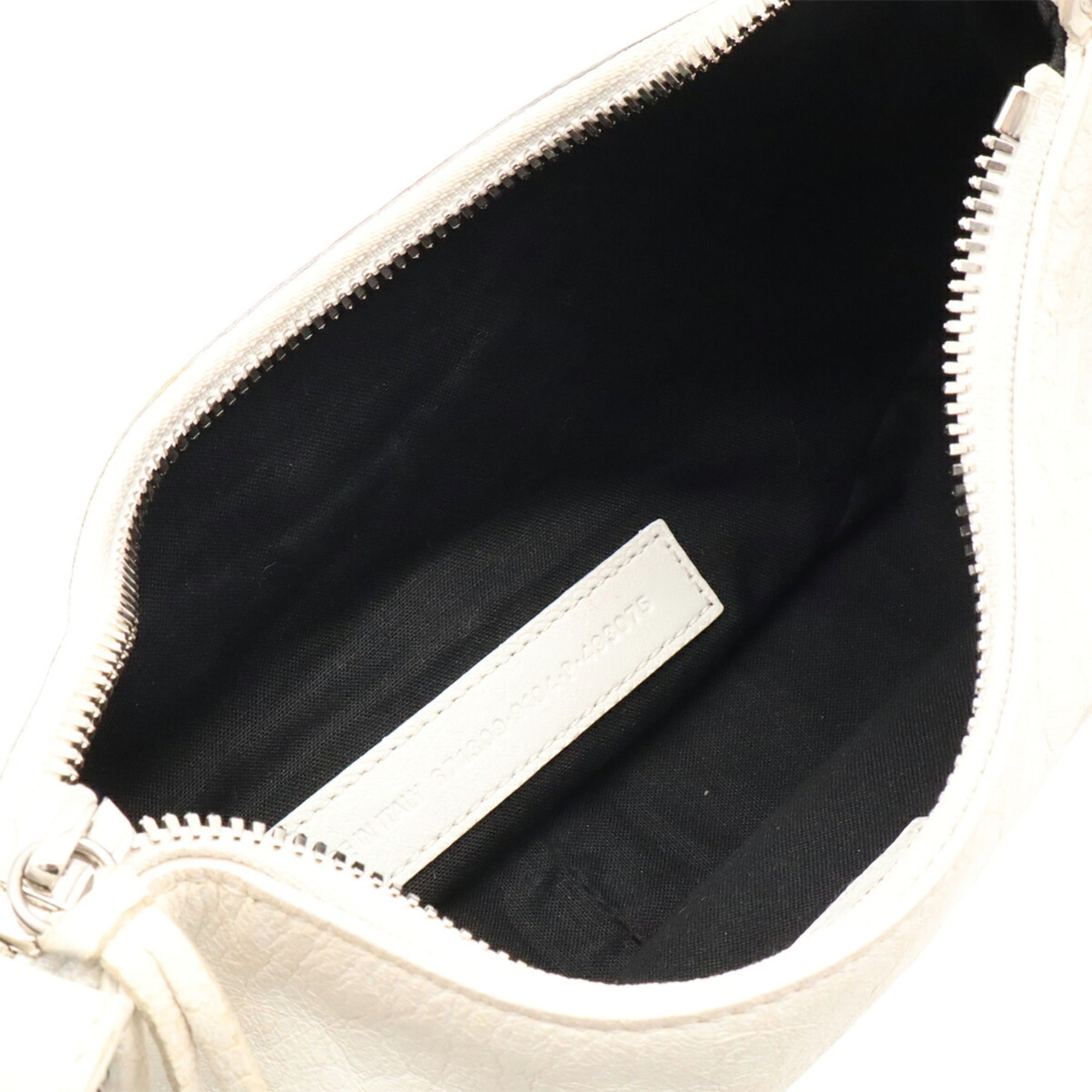 Balenciaga White Leather Handbag Pouch Shoulder Bag (Pre-Owned)