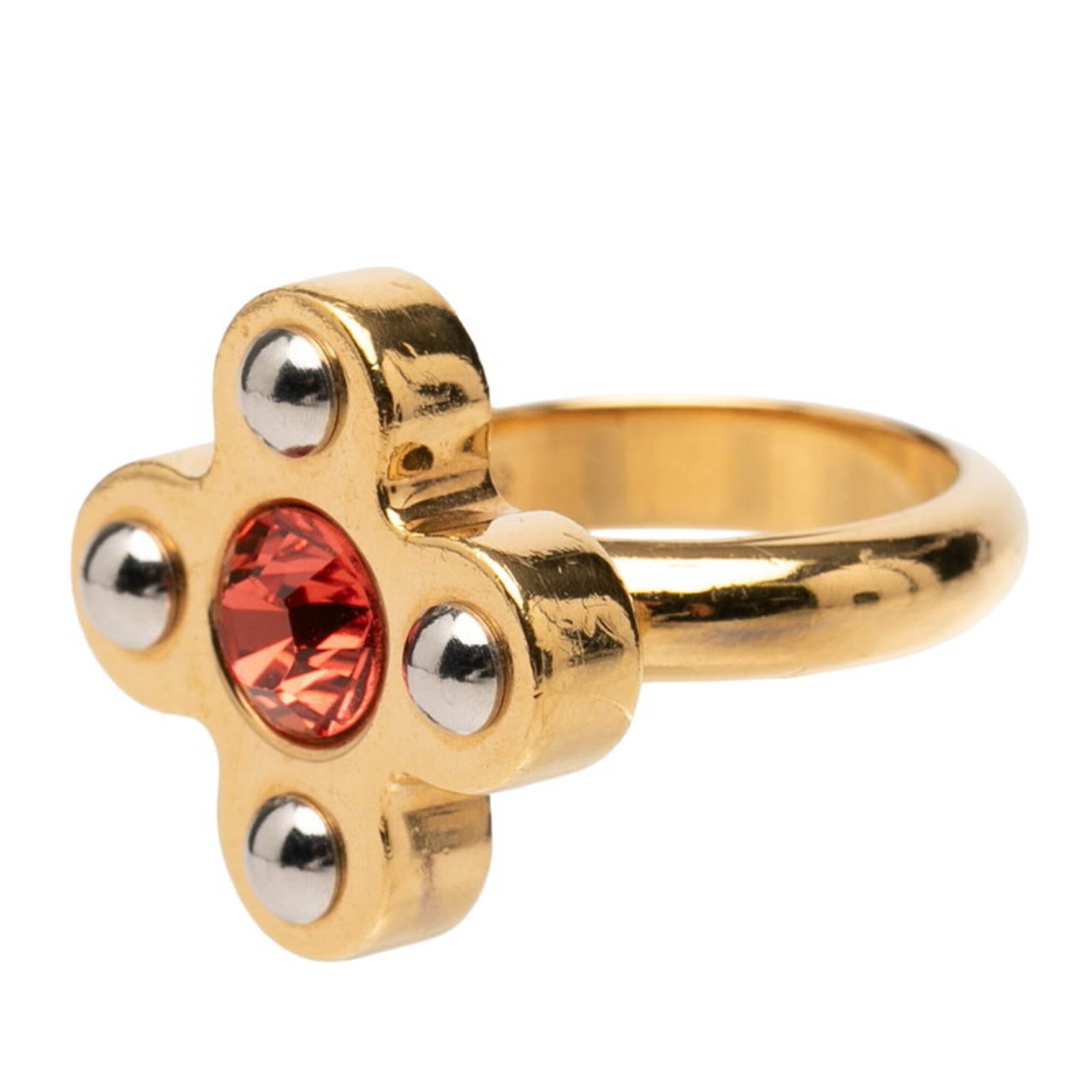 Louis Vuitton Gold Silver Pink Red Color Metal Band Ring (Pre-Owned)