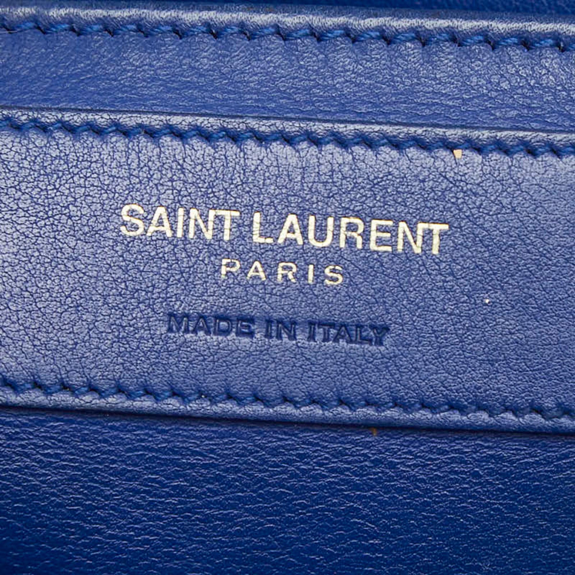 Saint Laurent Blue Leather Suede Handbag Shoulder Bag (Pre-Owned)