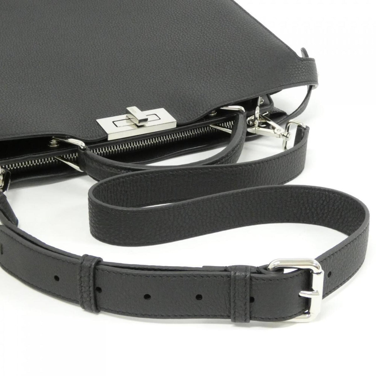 Fendi Black Leather Briefcase Handbag (Pre-Owned)