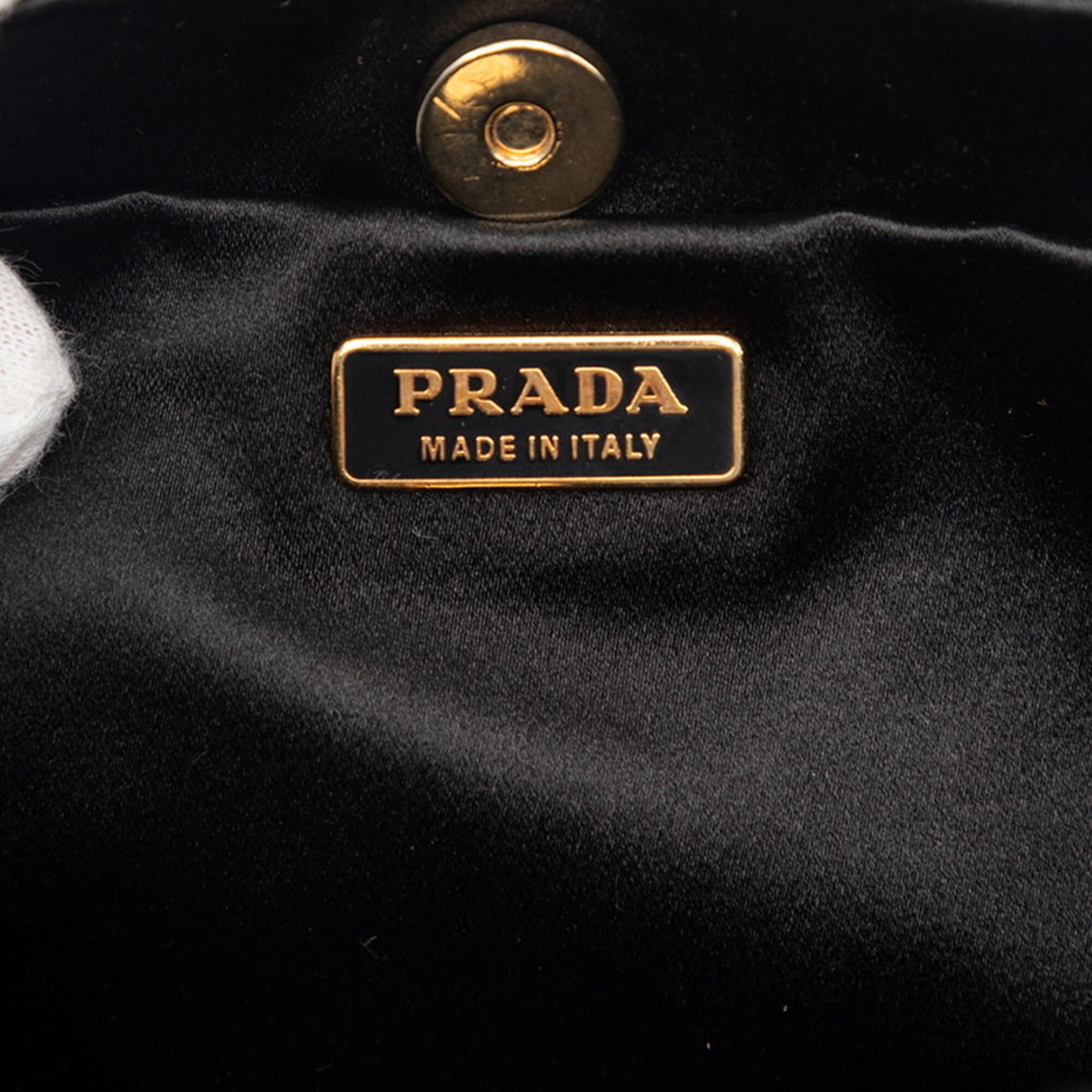 Prada Black Gold Nylon Leather Shoulder Bag (Pre-Owned)