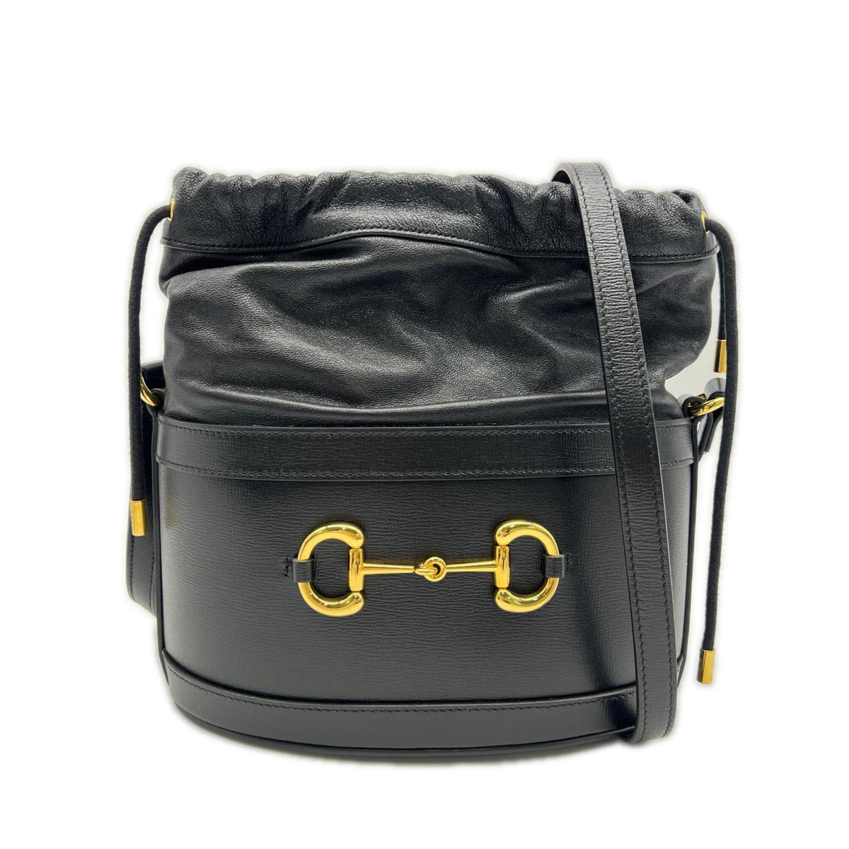 Gucci Horsebit Black Leather Shoulder Bag (Pre-Owned)