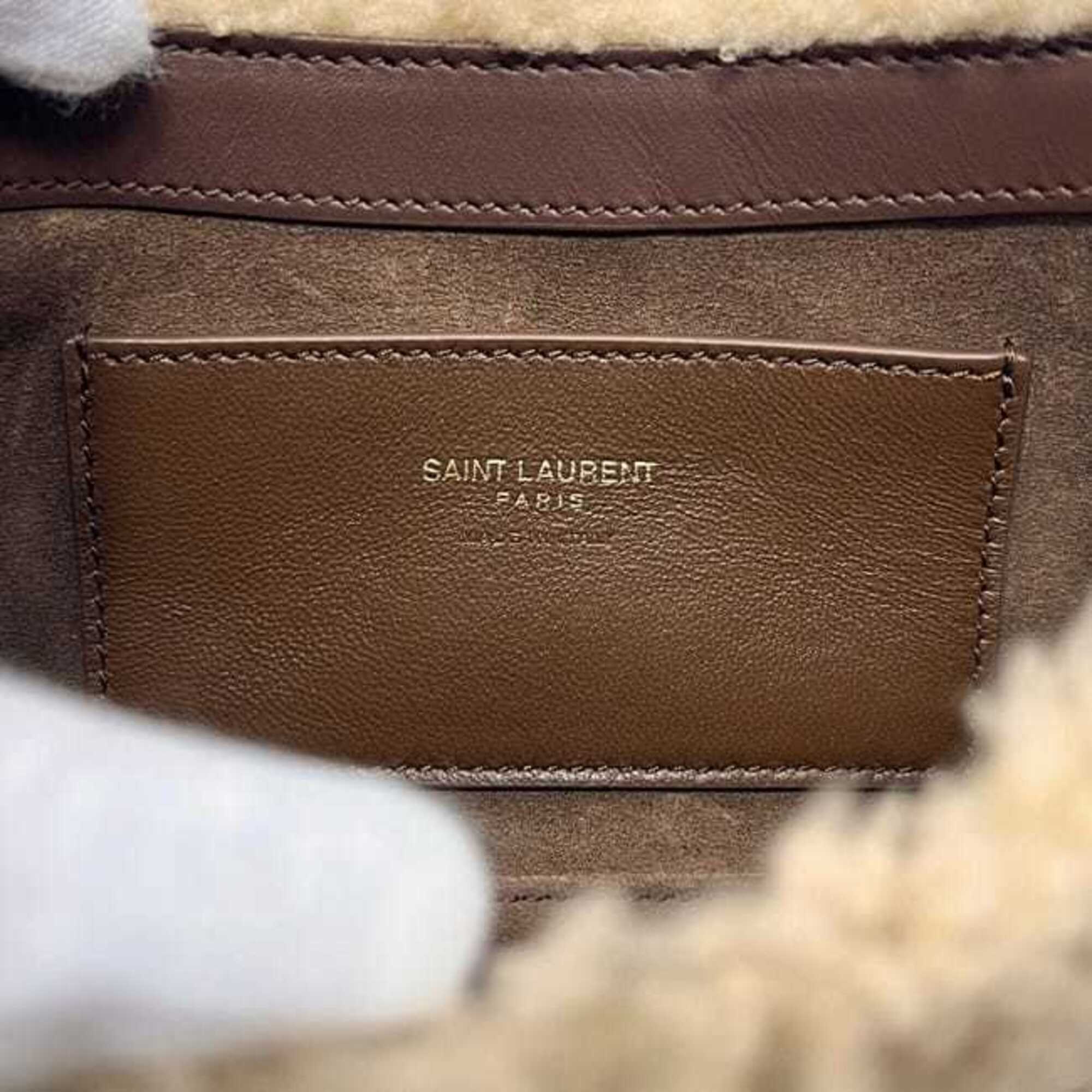 Saint Laurent Beige Brown Leather Handbag (Pre-Owned)