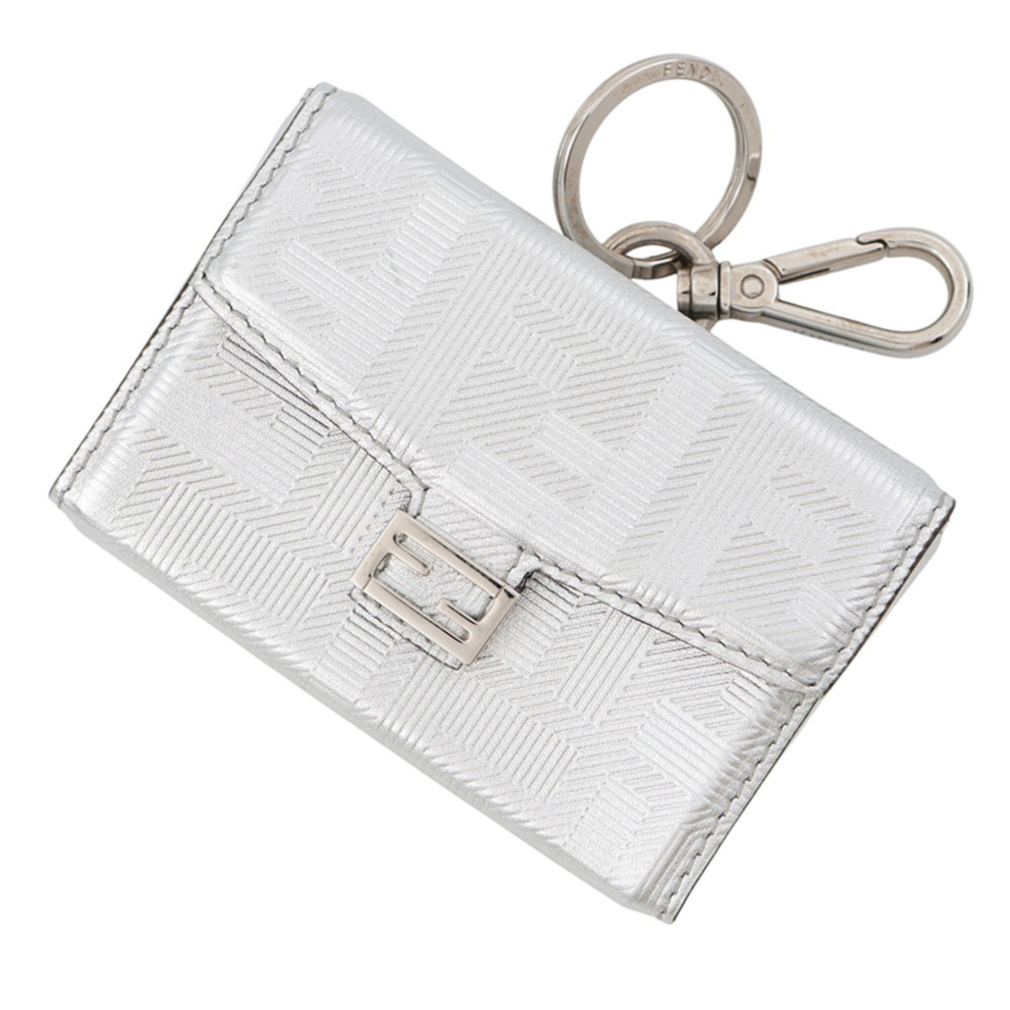 Fendi Baguette Silver Leather Pouch (Pre-Owned)