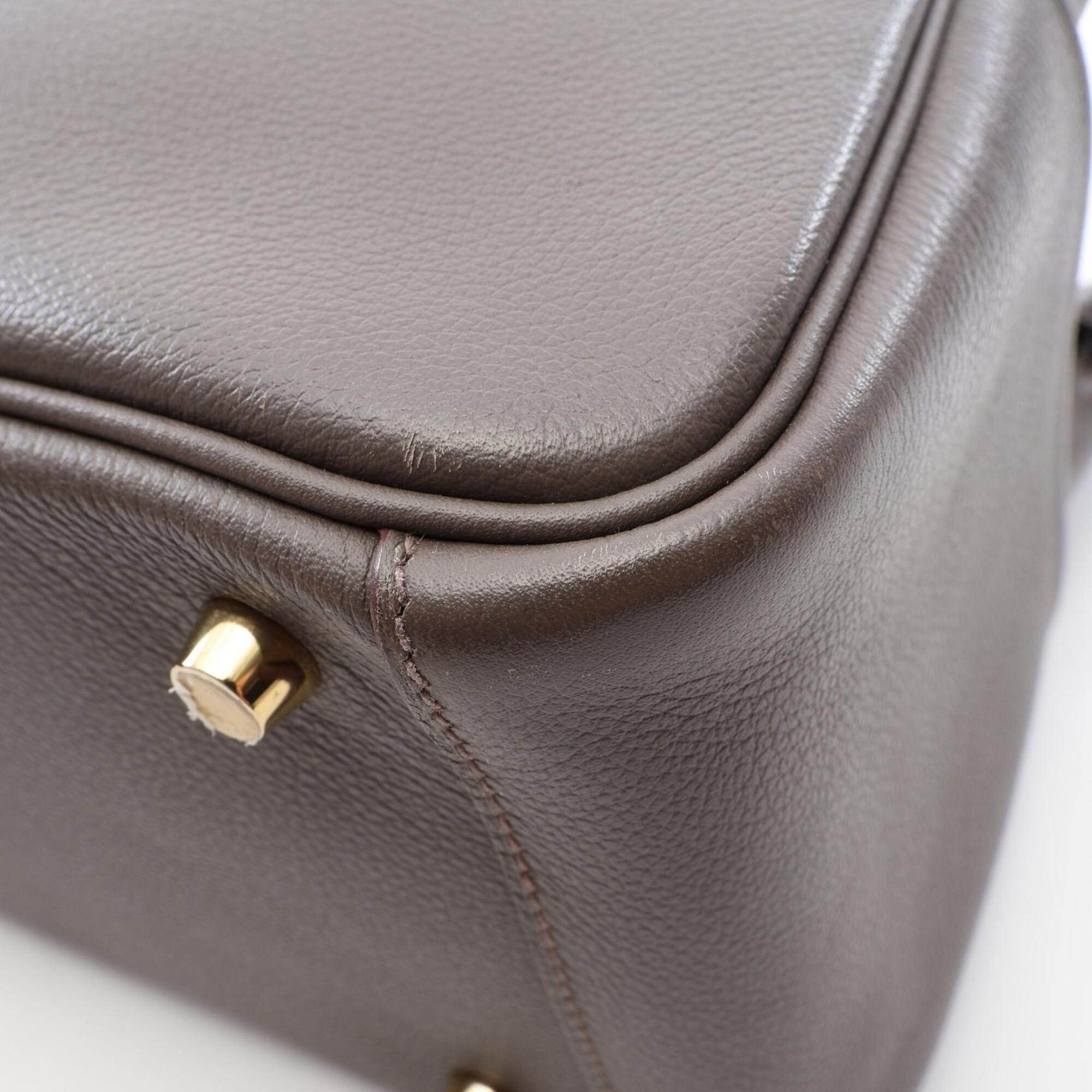 Hermes Etain Gray Evercalf Leather Handbag Shoulder Bag (Pre-Owned)
