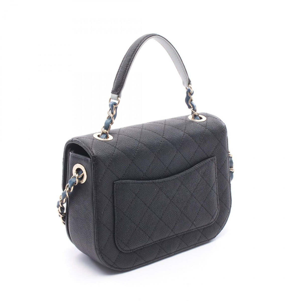 Chanel Black Grained Calfskin Handbag Shoulder Bag (Pre-Owned)