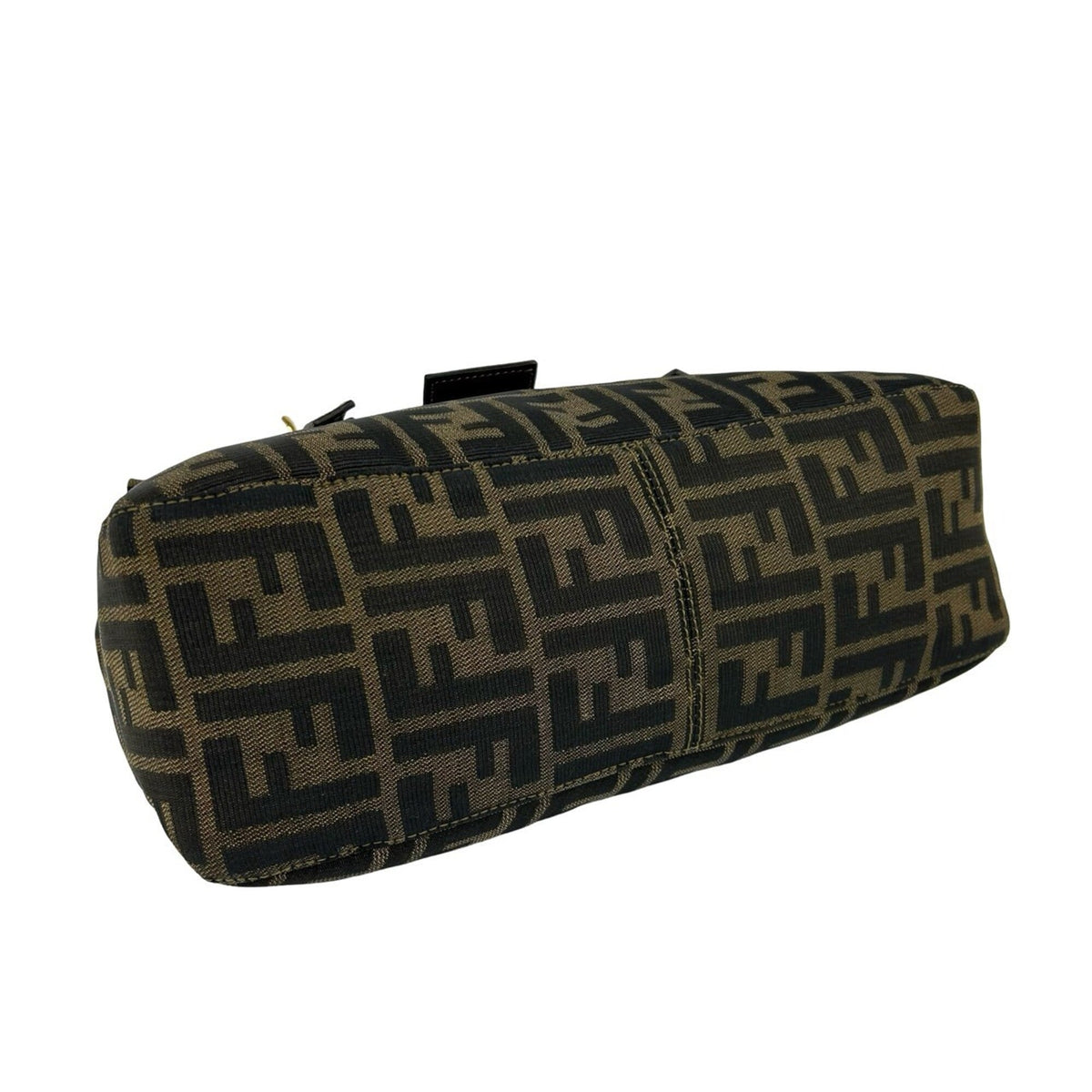 Fendi Black Brown Canvas Leather Handbag Tote Bag (Pre-Owned)
