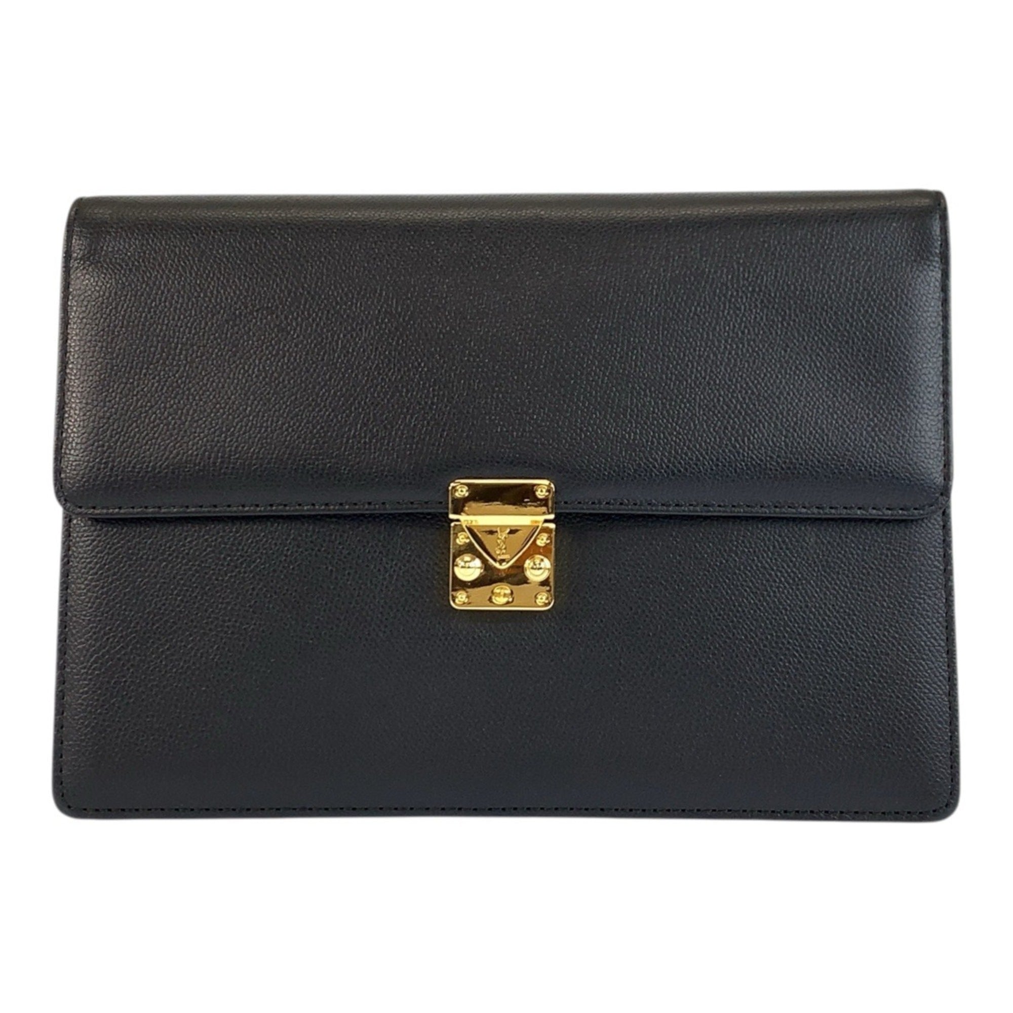 Yves Saint Laurent Black Leather Clutch Bag (Pre-Owned)