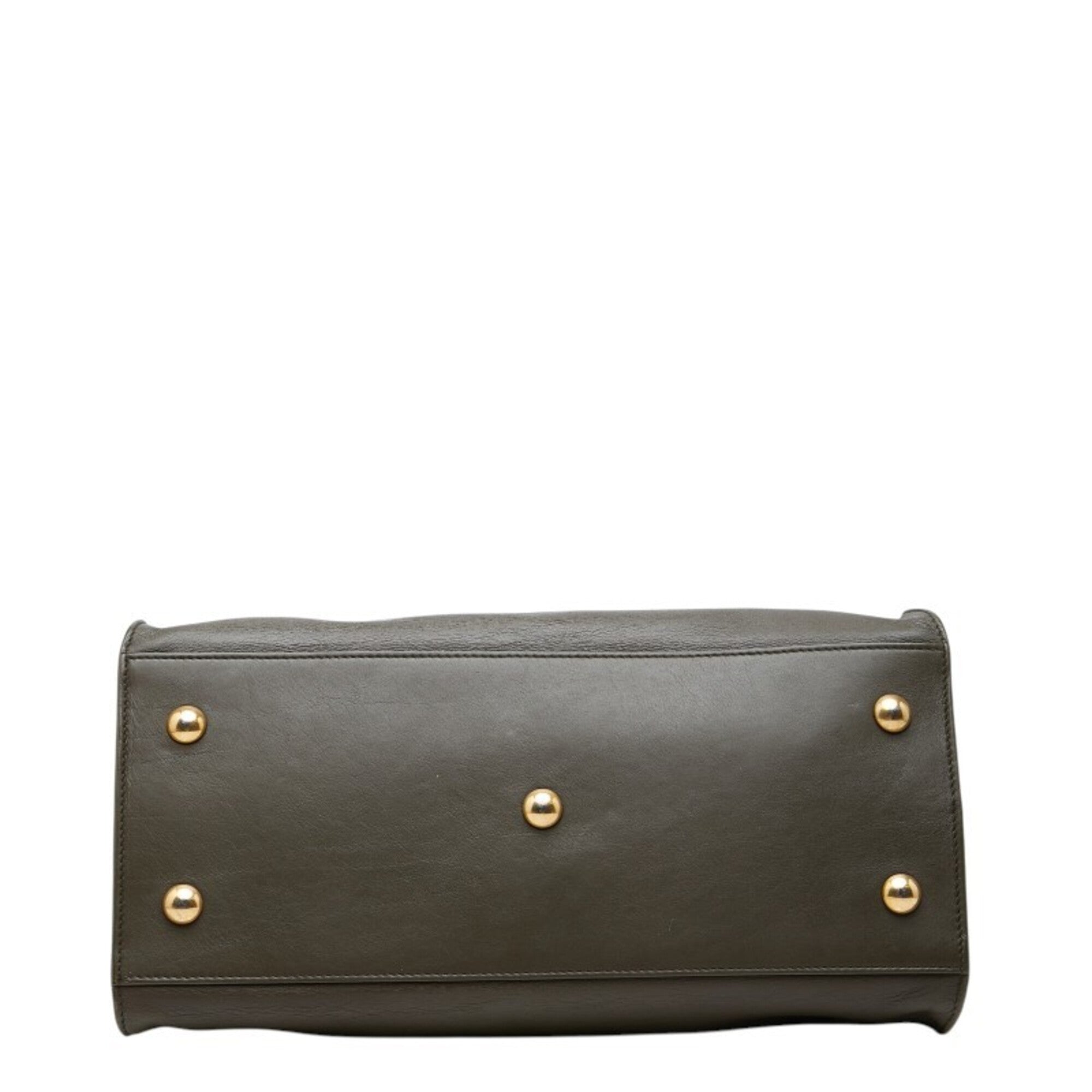 Saint Laurent Green Khaki Leather Handbag Shoulder Bag (Pre-Owned)