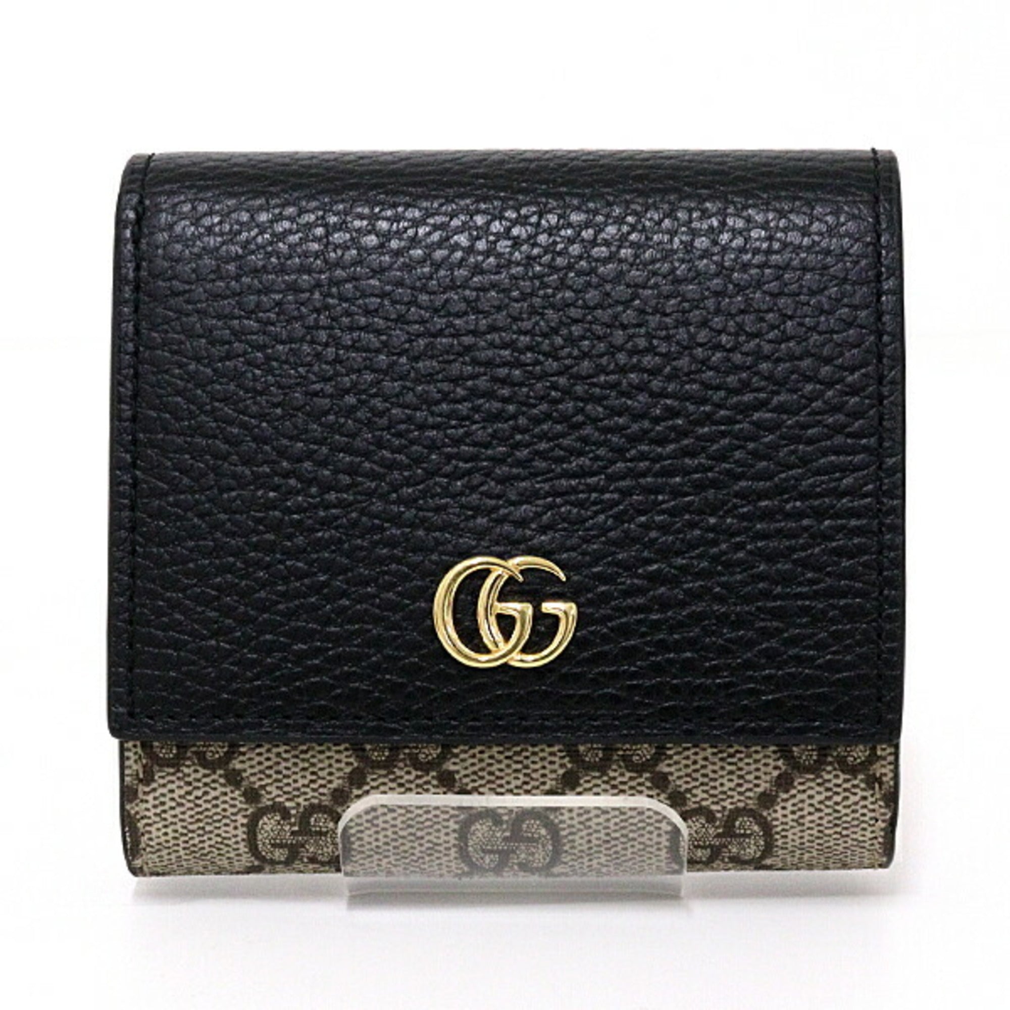 Gucci Beige Black Gg Supreme Canvas Leather Coin Purse/Coin Case (Pre-Owned)