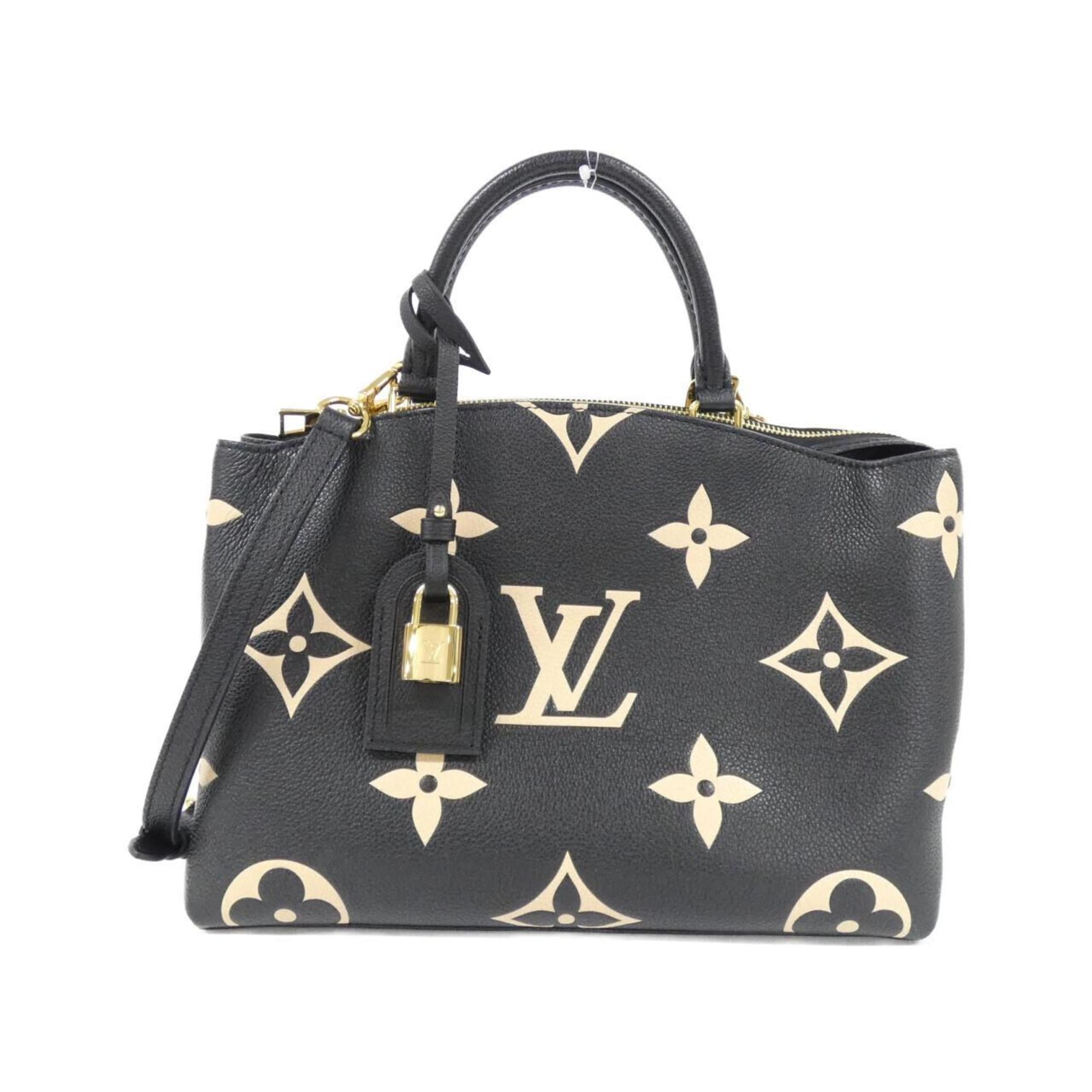 Louis Vuitton Beige Black Leather Handbag (Pre-Owned)