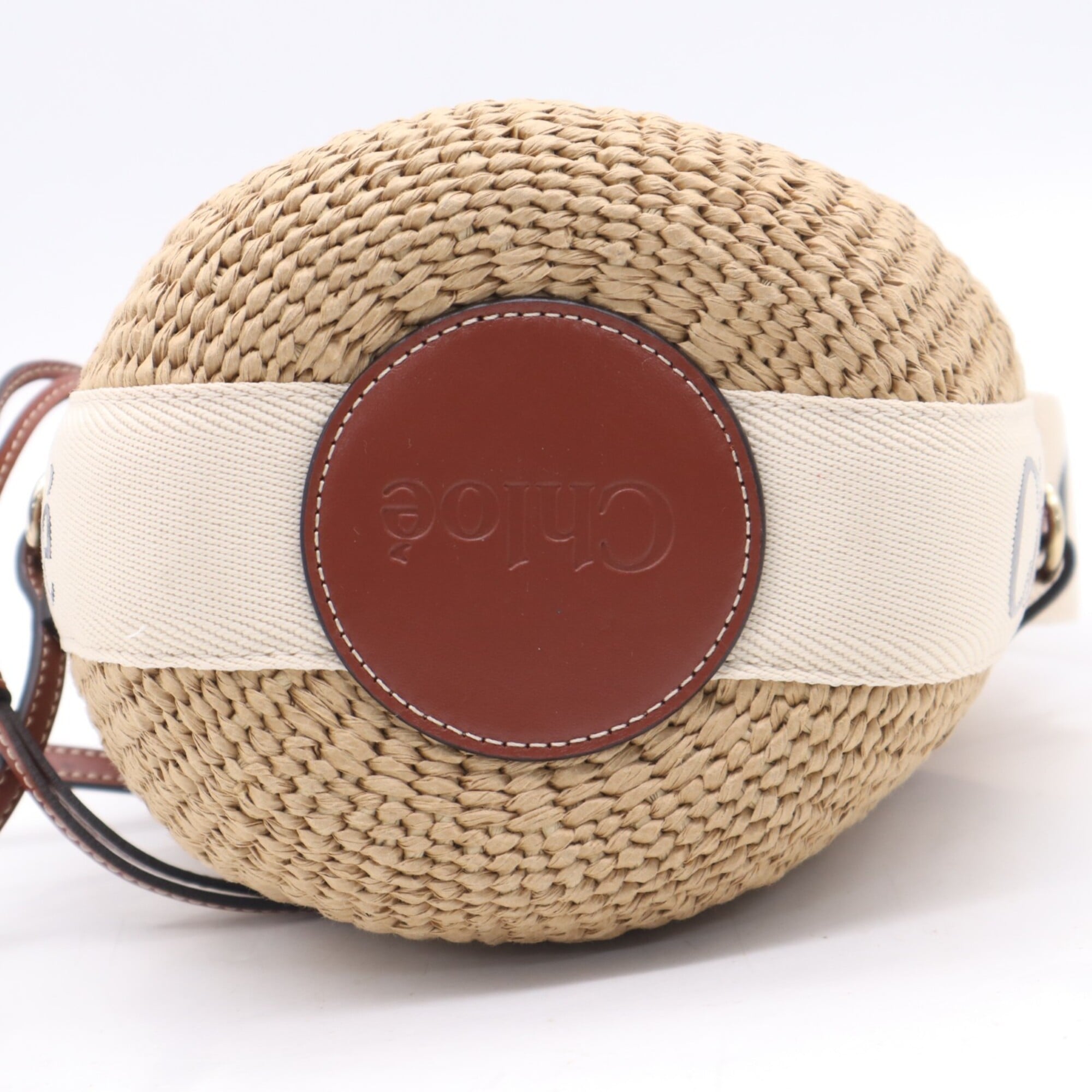 Chloé Beige Brown Raffia Linen Basket Shoulder Bag (Pre-Owned)