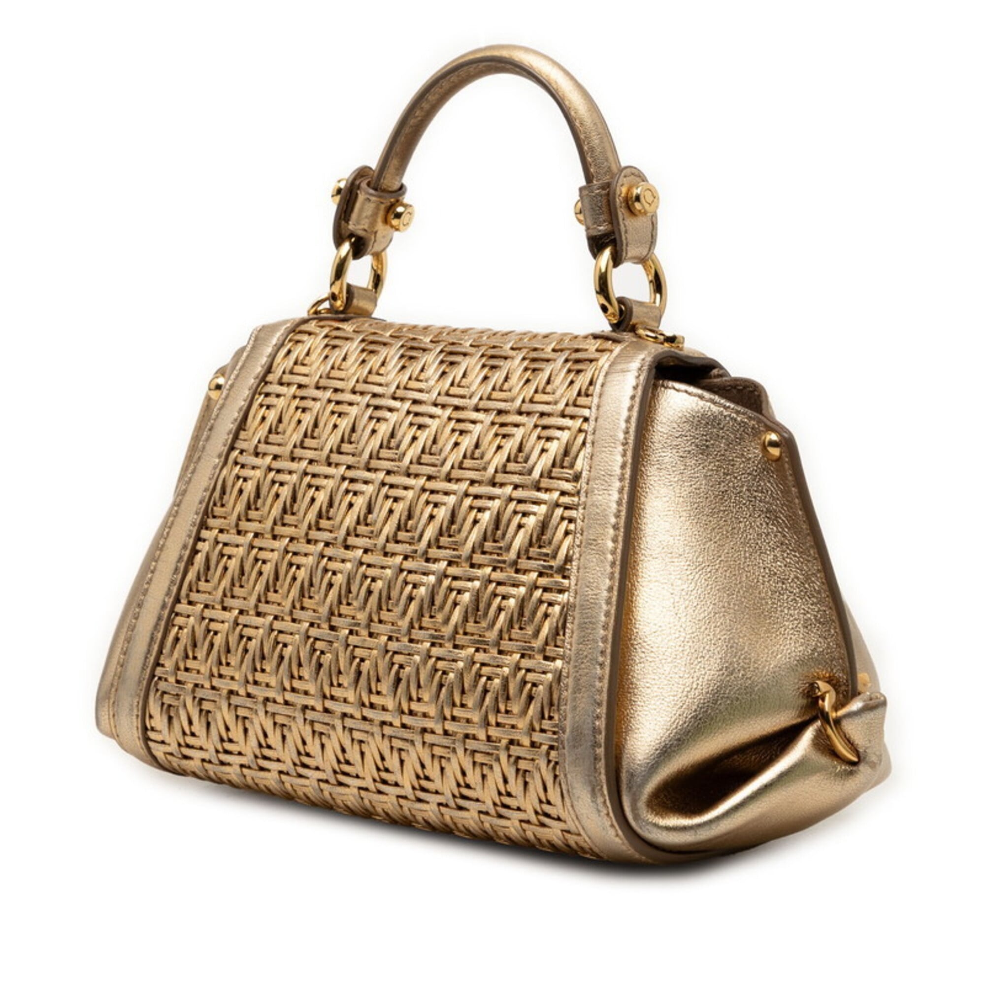 Salvatore Ferragamo Gold Leather Handbag Shoulder Bag (Pre-Owned)