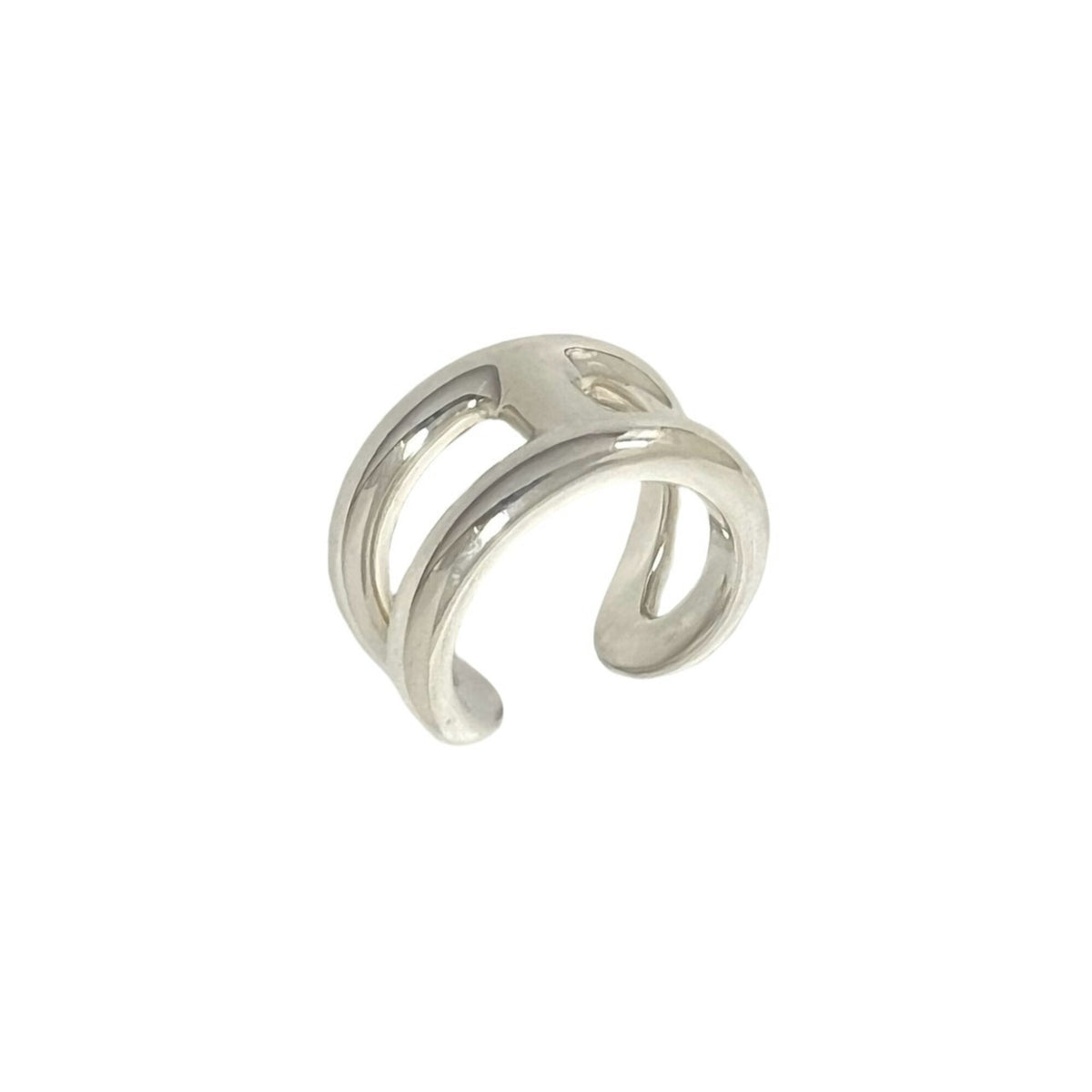 Hermes Silver Silver 925 Band Ring (Pre-Owned)