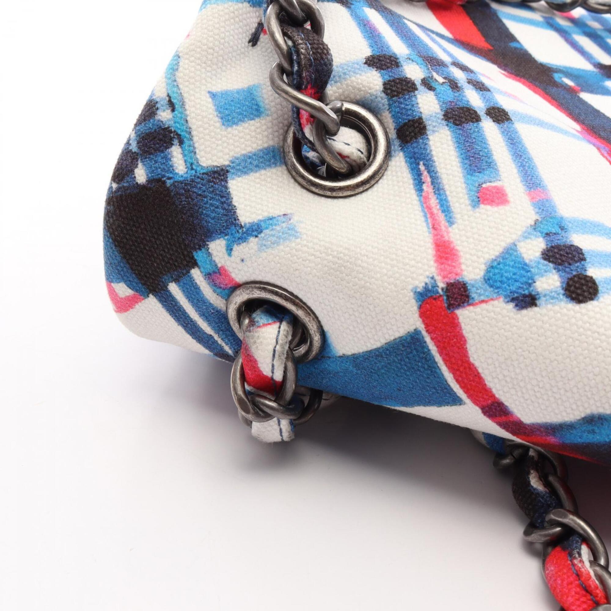 Chanel Multi-Color White Canvas Handbag Shoulder Bag (Pre-Owned)