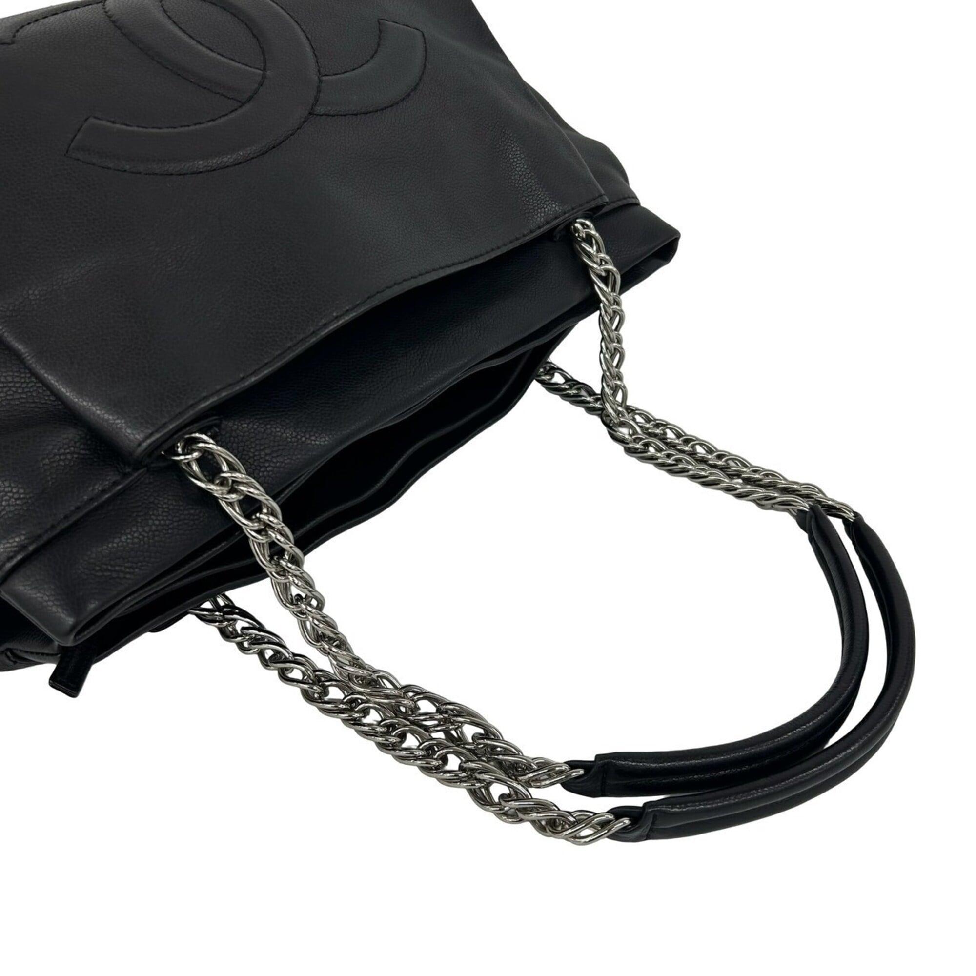 Chanel Black Grained Calfskin Shoulder Bag Tote Bag (Pre-Owned)