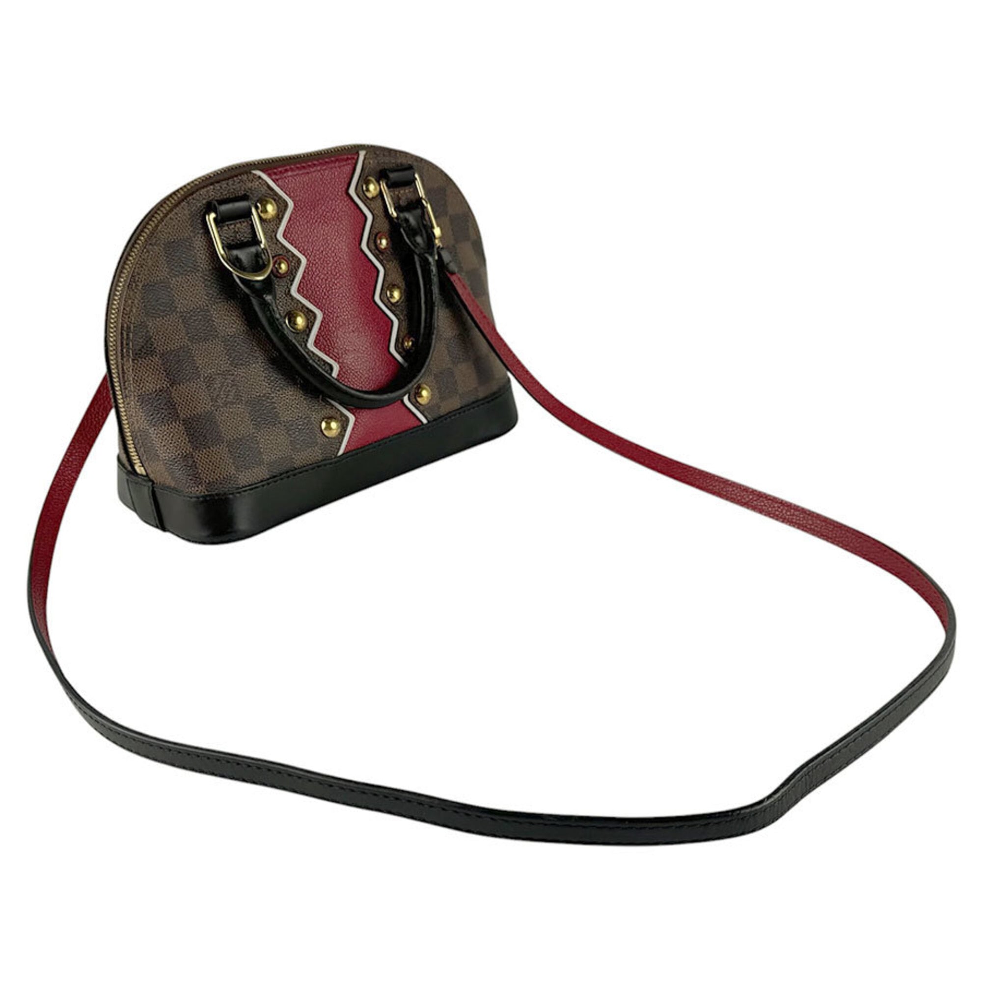 Louis Vuitton Black Brown Red Color Damier Canvas Handbag Shoulder Bag (Pre-Owned)