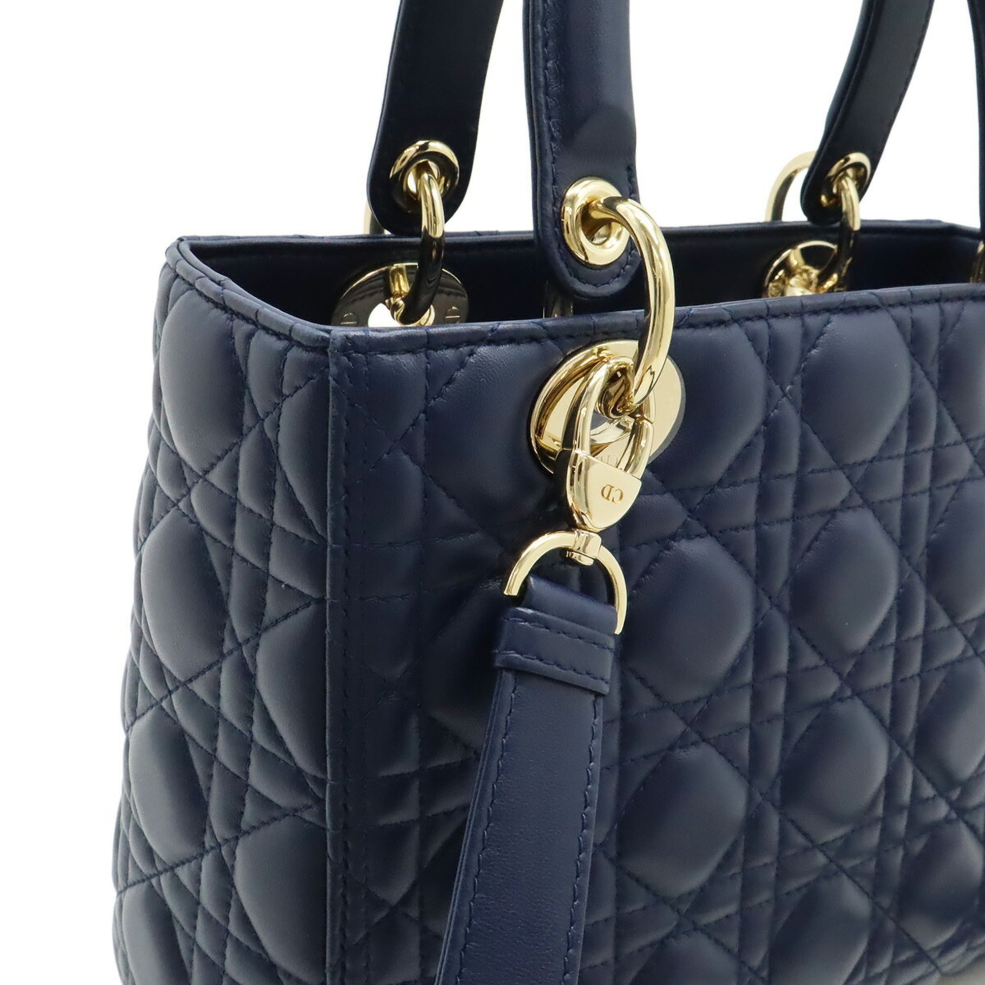 Christian Dior Navy Leather Handbag Shoulder Bag (Pre-Owned)