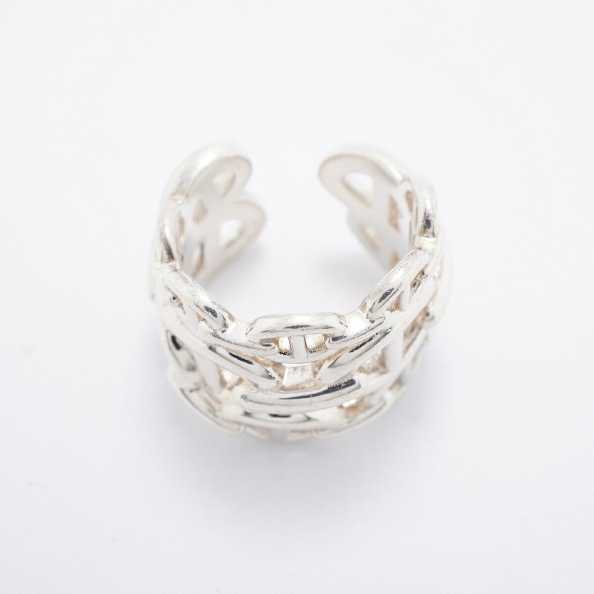Hermes Silver 925 Band Ring (Pre-Owned)