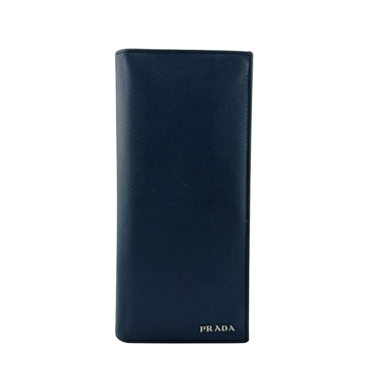 Prada Saffiano Navy Leather Long Wallet (Bi-Fold) (Pre-Owned)