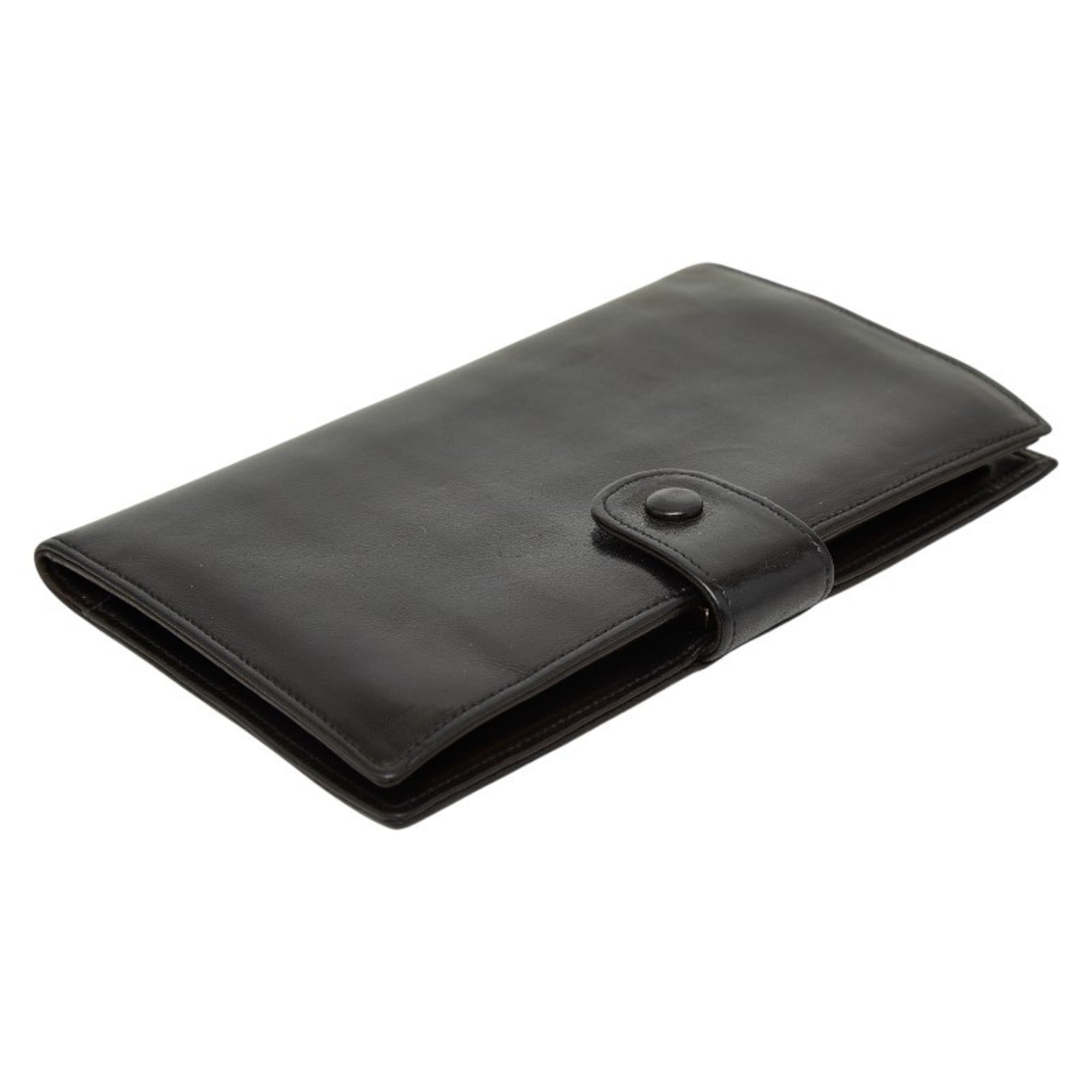 Chanel Black Leather Long Wallet (Bi-Fold) (Pre-Owned)