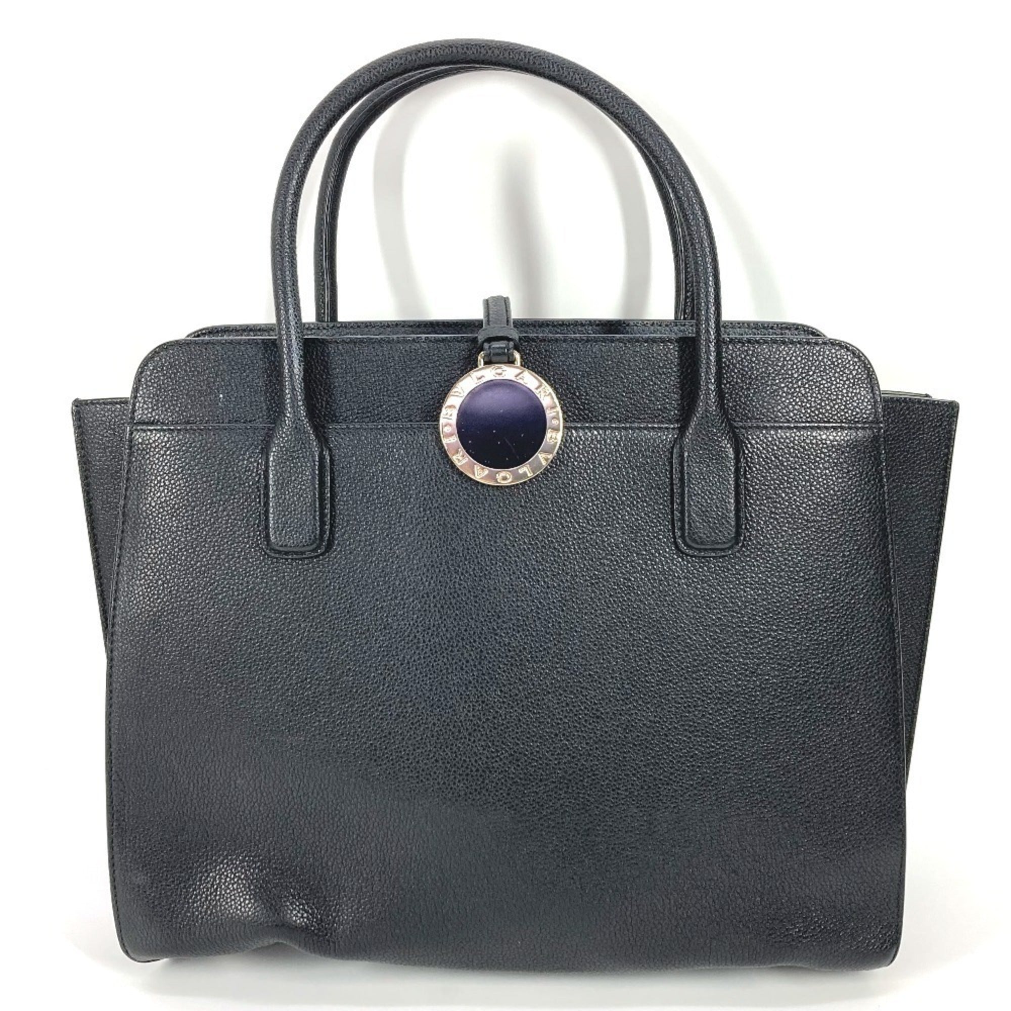 Bvlgari Black Leather Shoulder Bag Tote Bag (Pre-Owned)