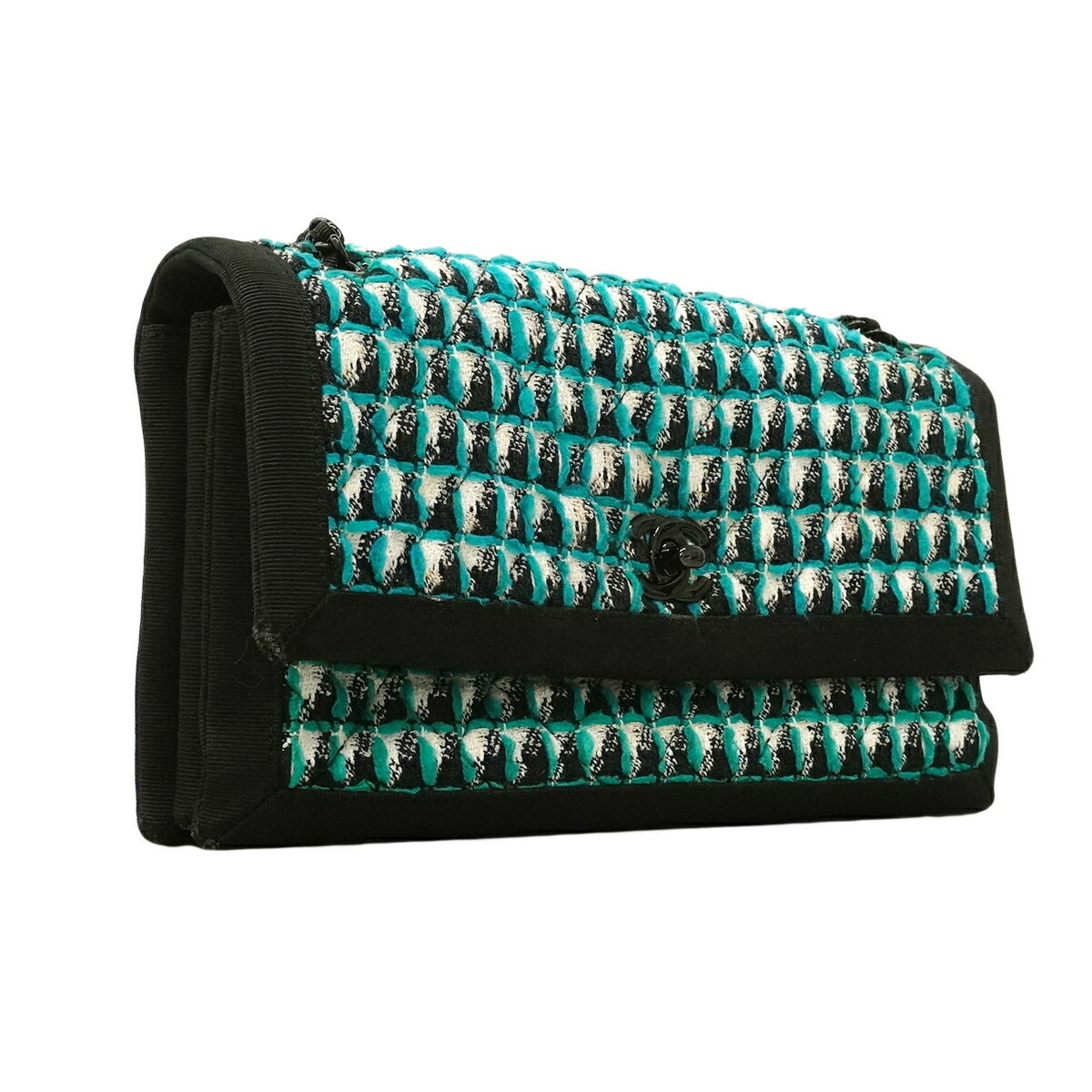 Chanel Black Nylon Tweed Shoulder Bag (Pre-Owned)