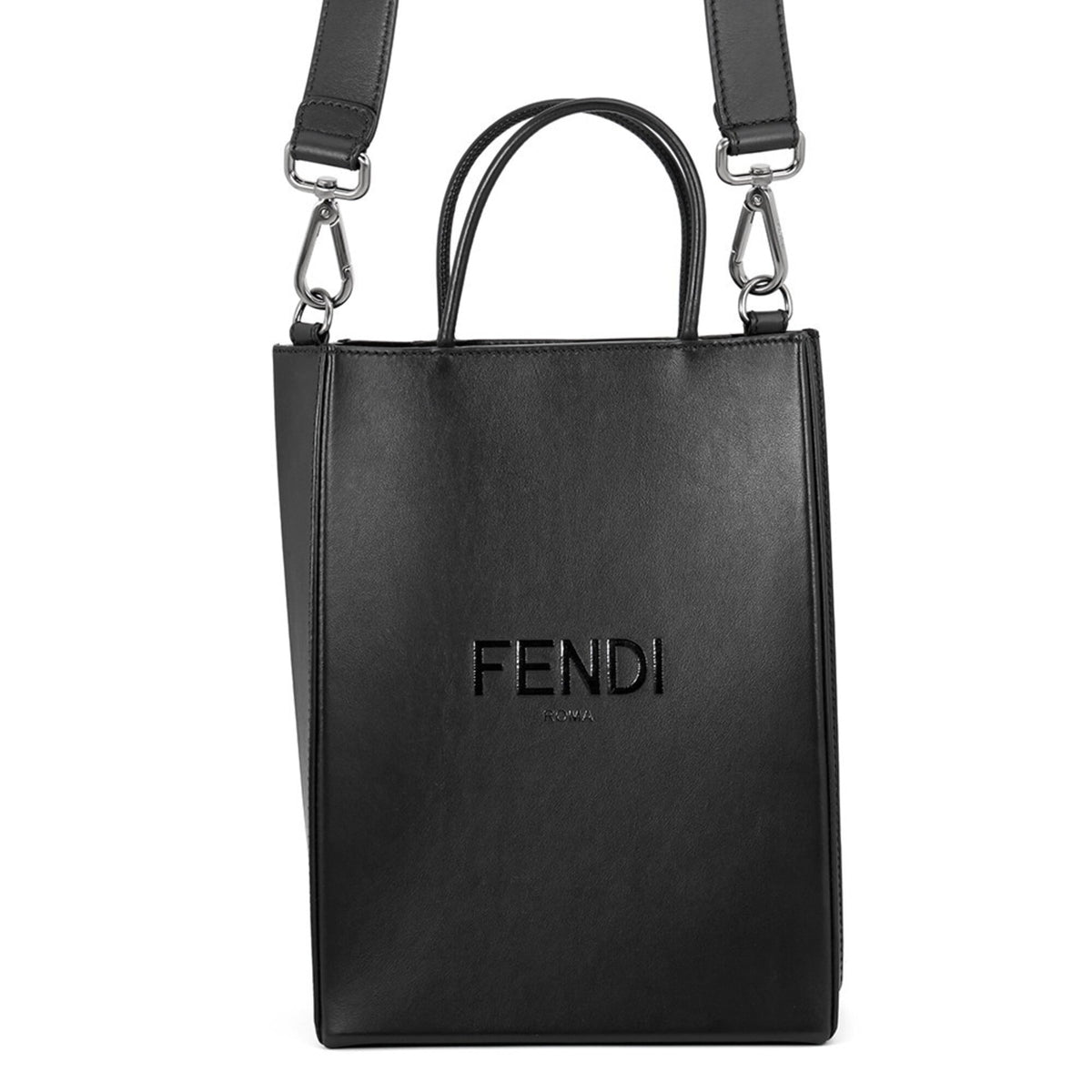 Fendi Black Leather Handbag Shopping Bag (Pre-Owned)